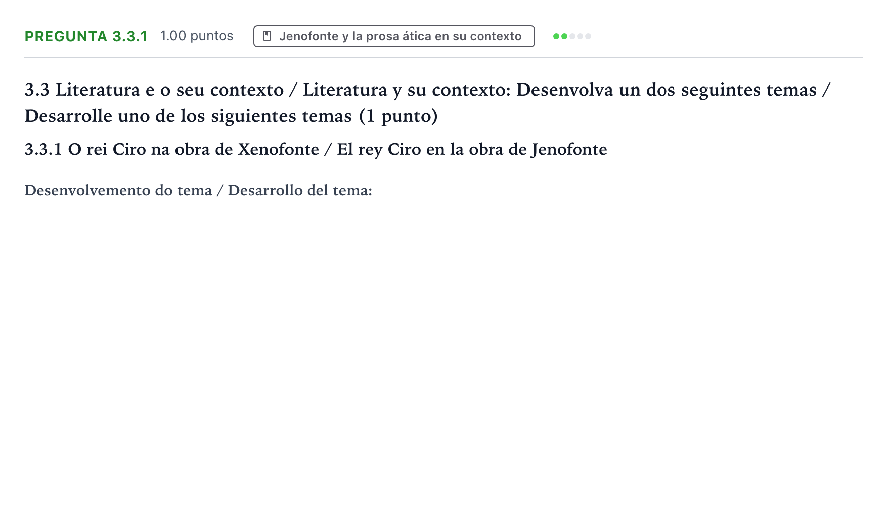 Enunciado: Pregunta 3.3.1 · Griego II PAU Galicia Extraordinaria 2024