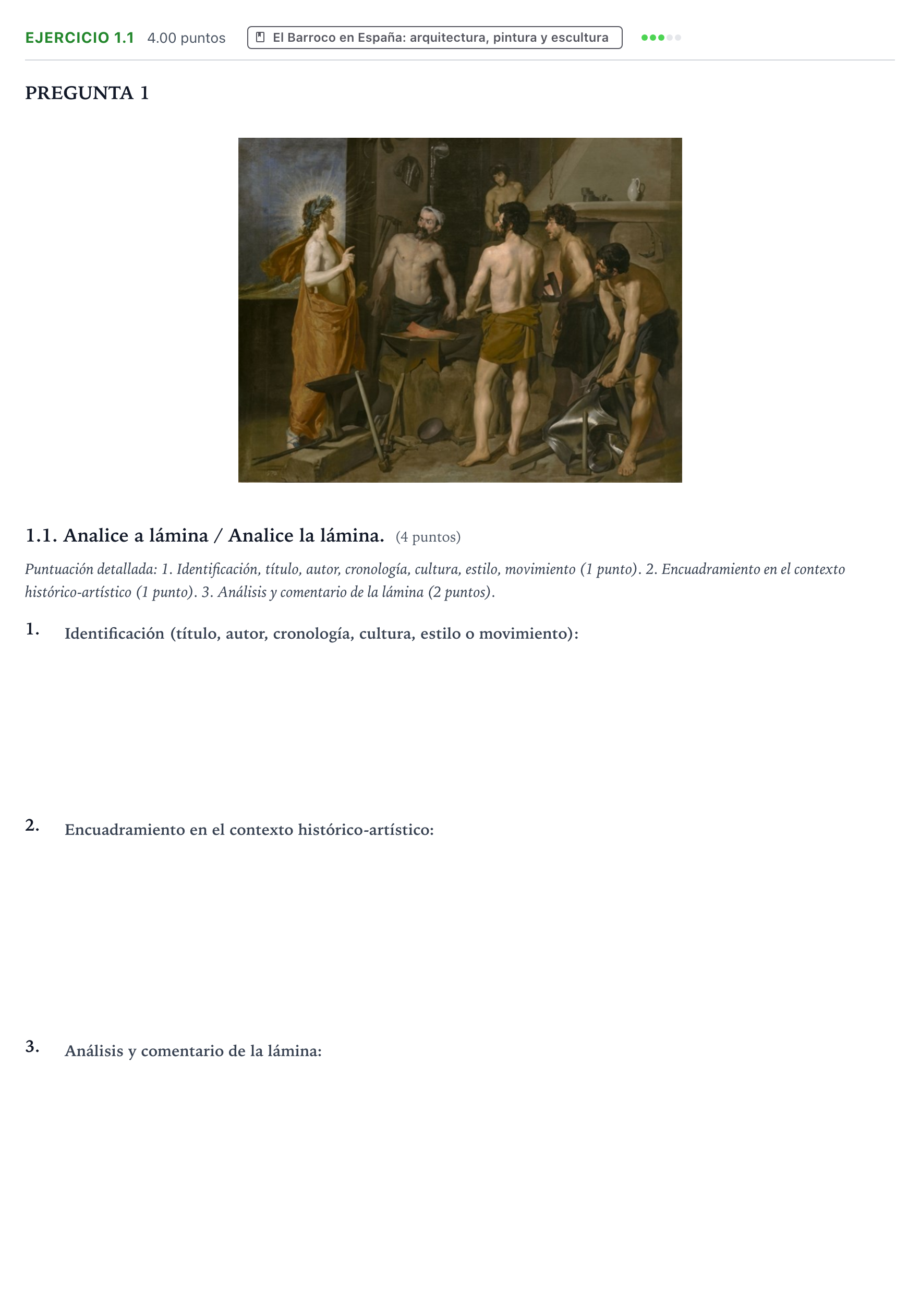 Enunciado: Ejercicio 1.1 - El Barroco en España · Historia del Arte PAU Galicia Extraordinaria 2024