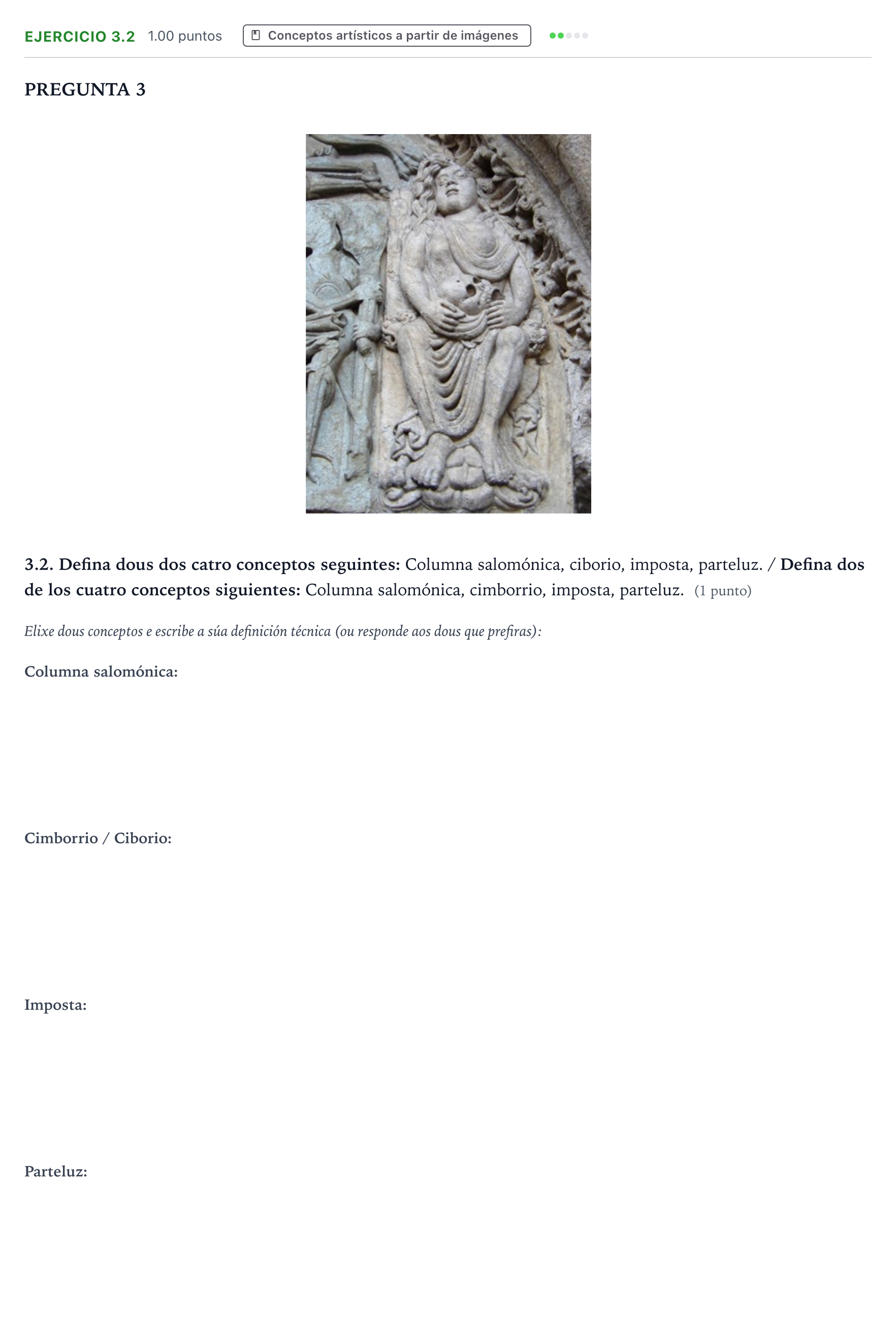 Enunciado: Ejercicio 3.2 - Conceptos artísticos · Historia del Arte PAU Galicia Extraordinaria 2024
