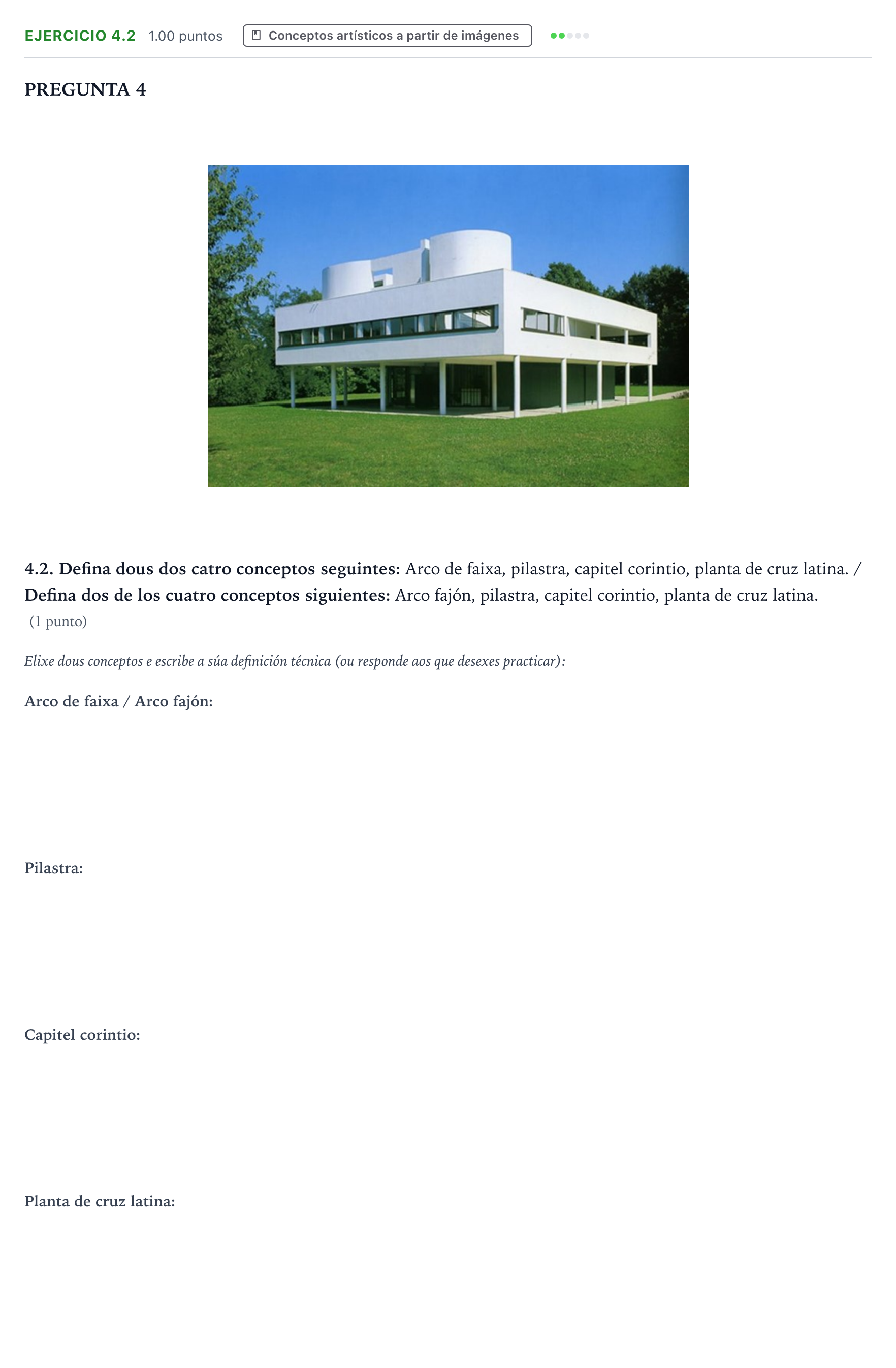 Enunciado: Ejercicio 4.2 - Conceptos artísticos · Historia del Arte PAU Galicia Extraordinaria 2024