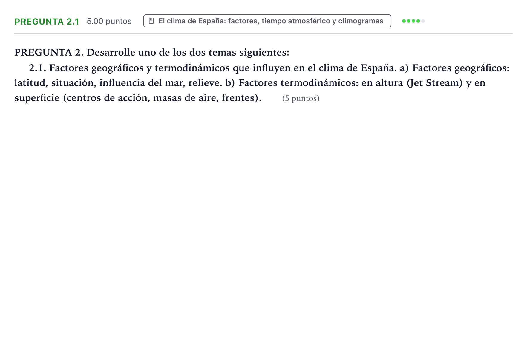 Enunciado: Pregunta 2.1 · Geografía PAU Galicia Ordinaria 2024