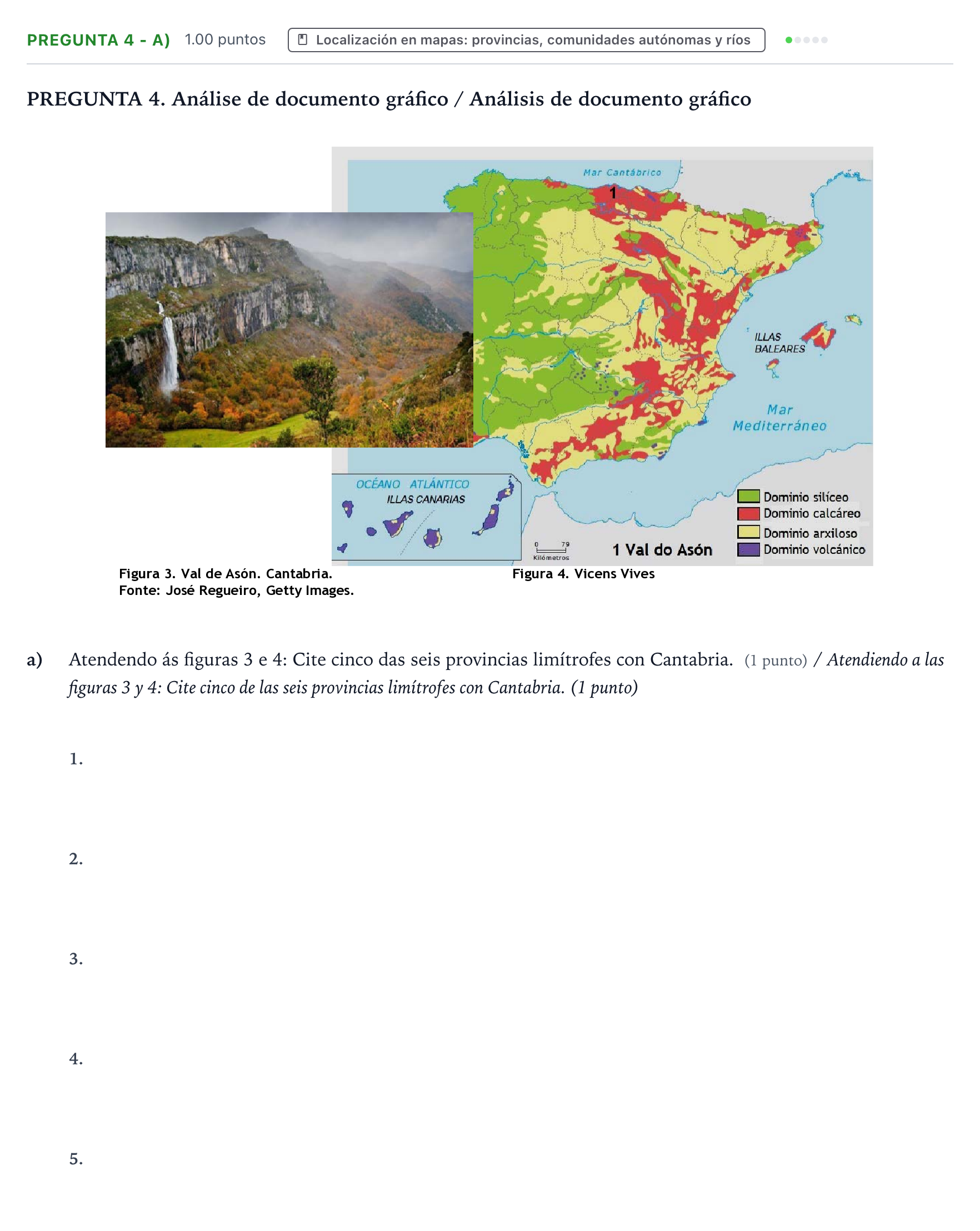 Enunciado: Pregunta 4 - a) · Geografía PAU Galicia Ordinaria 2024