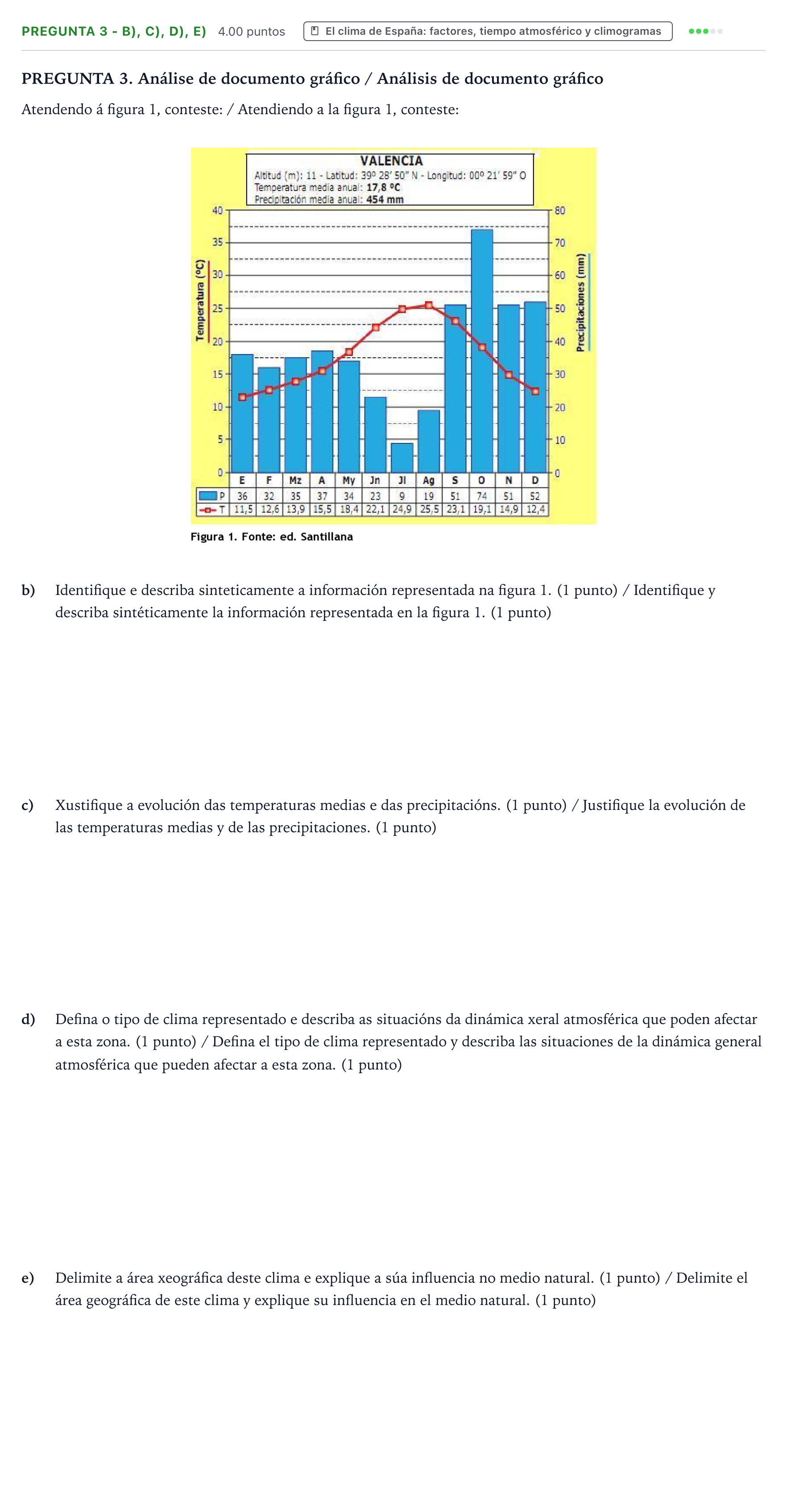 Enunciado: Pregunta 3 - b), c), d), e) · Geografía PAU Galicia Extraordinaria 2024