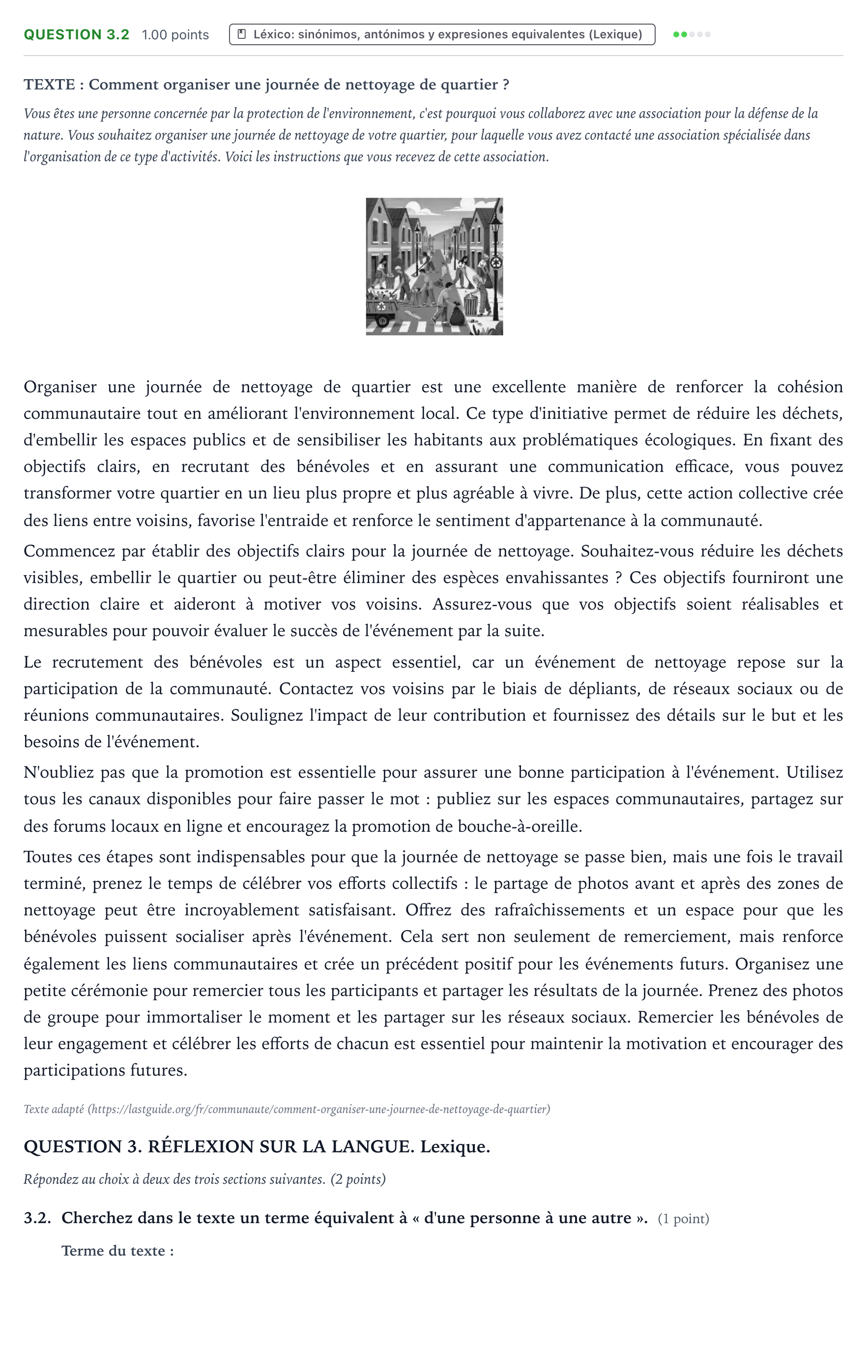 Enunciado: Question 3.2 · Francés PAU Galicia Extraordinaria 2025