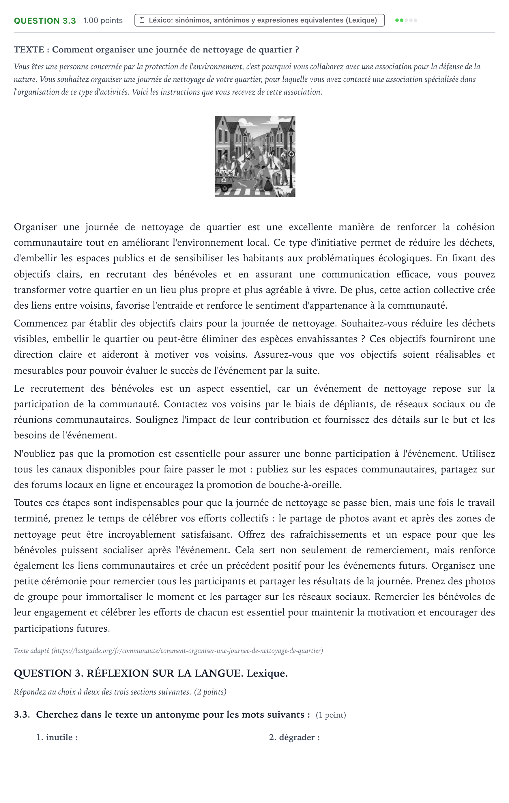 Enunciado: Question 3.3 · Francés PAU Galicia Extraordinaria 2025