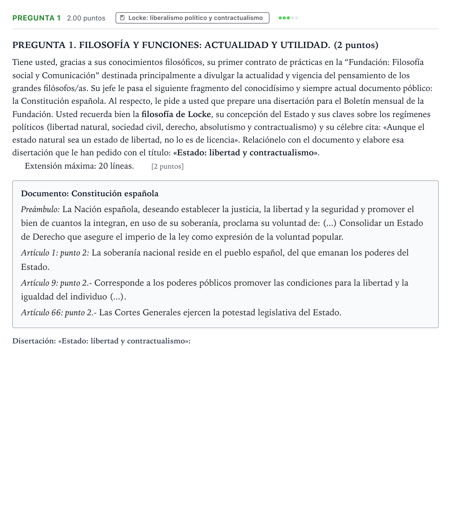 Enunciado: Pregunta 1 · Historia de la Filosofía PAU Galicia Extraordinaria 2025