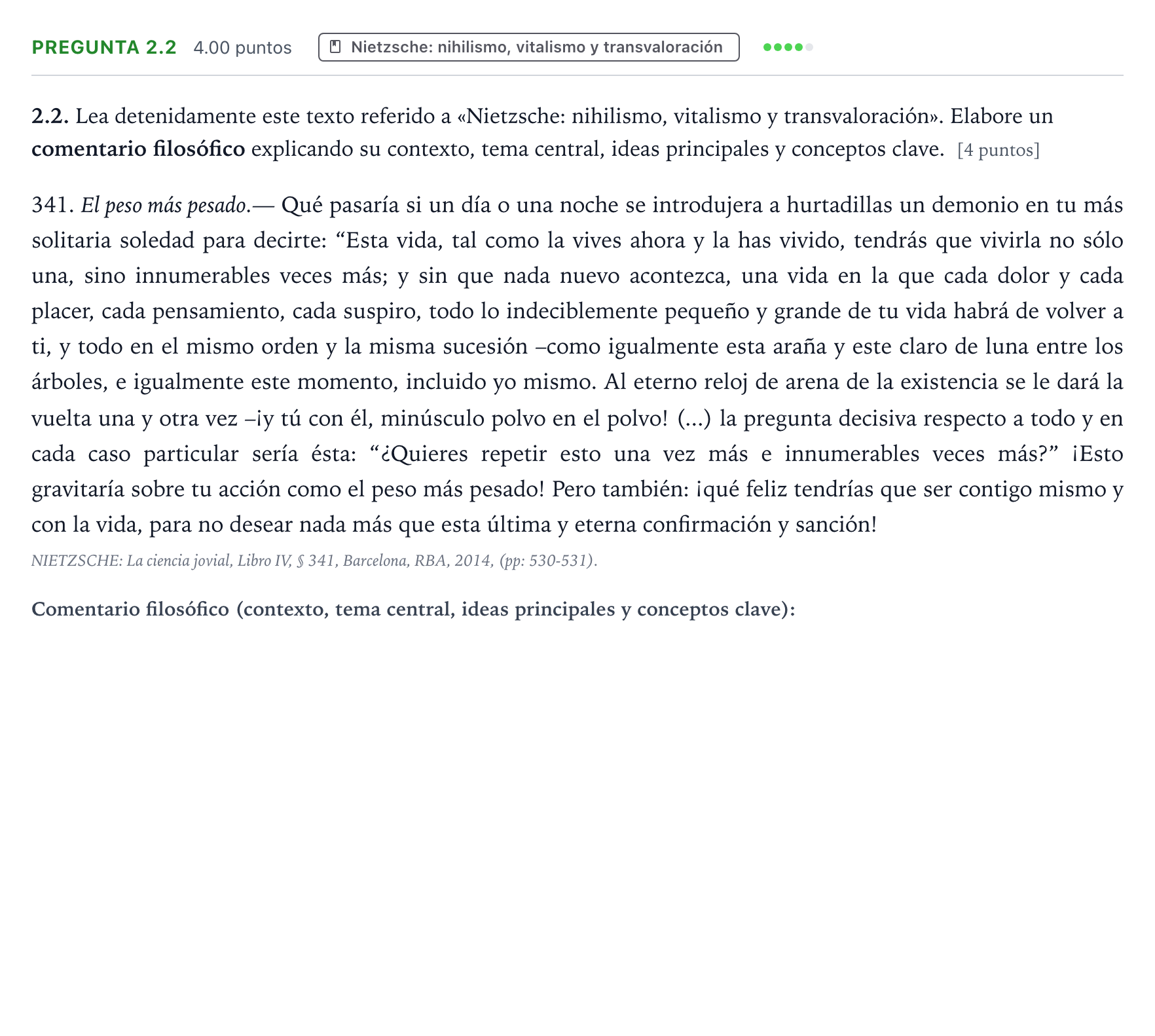 Enunciado: Pregunta 2.2 · Historia de la Filosofía PAU Galicia Extraordinaria 2025