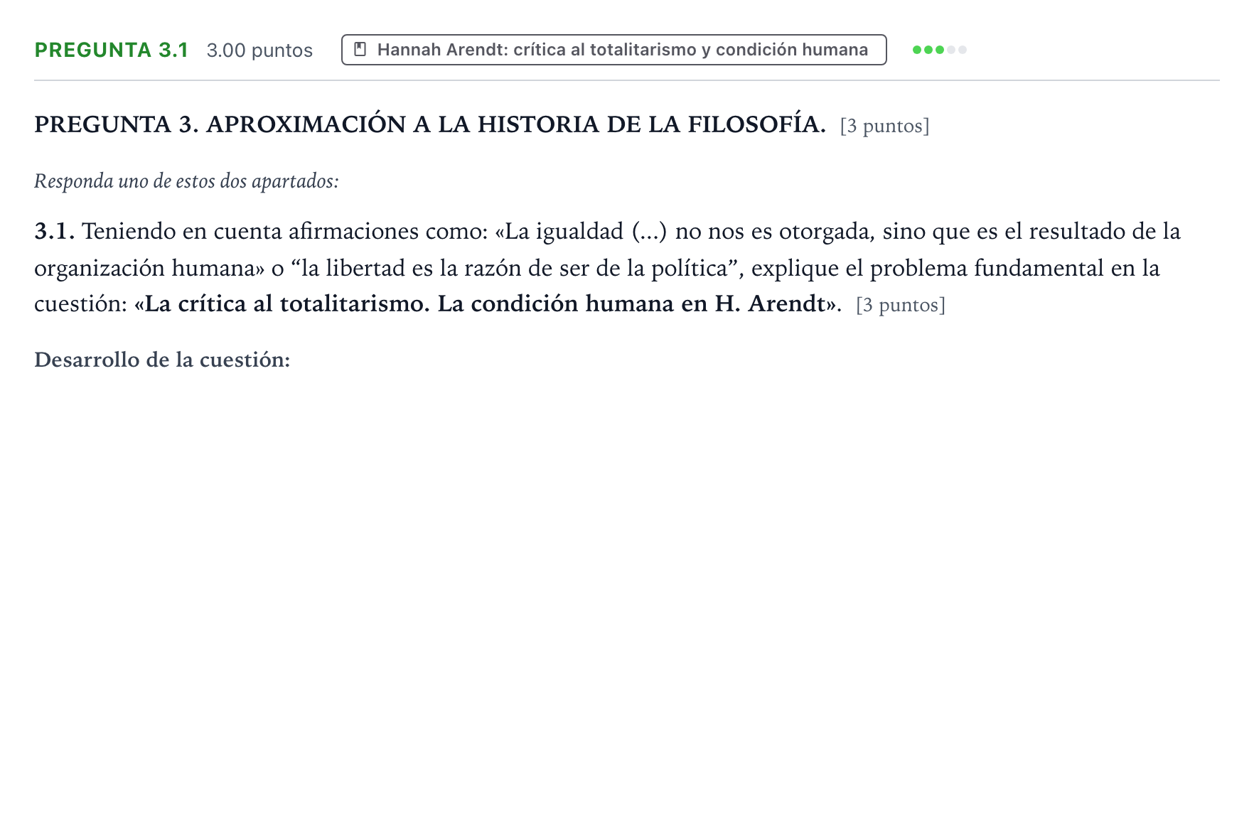 Enunciado: Pregunta 3.1 · Historia de la Filosofía PAU Galicia Extraordinaria 2025