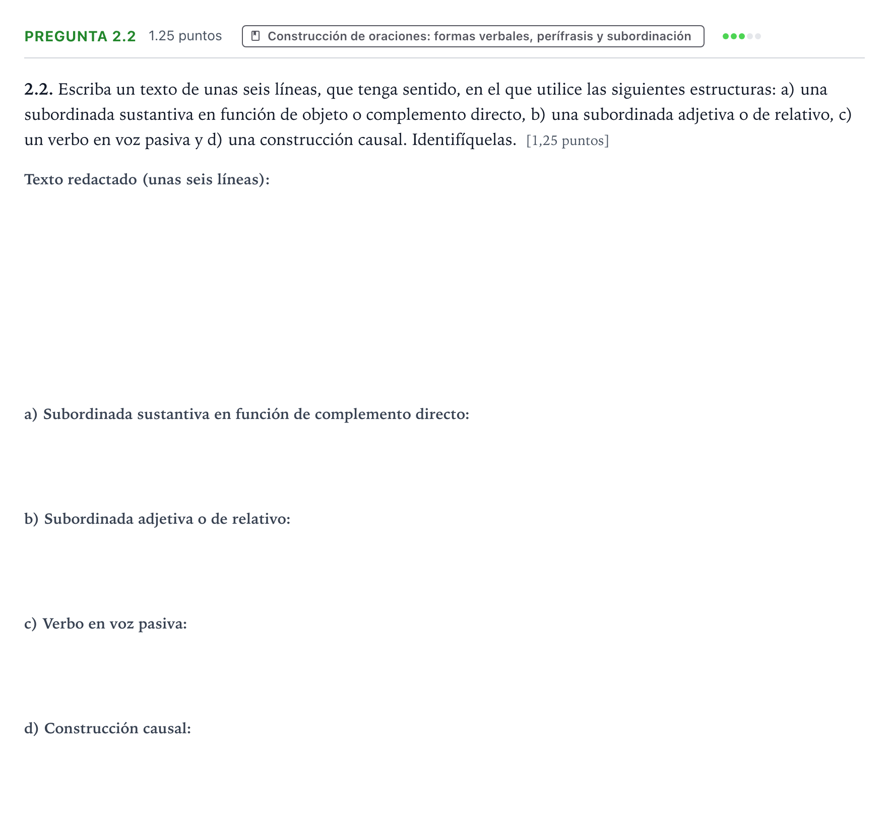 Enunciado: Pregunta 2.2 · Lengua Castellana y Literatura II PAU Galicia Extraordinaria 2025