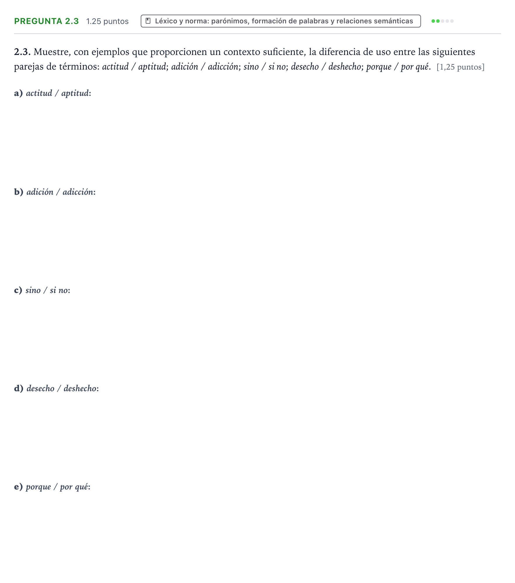 Enunciado: Pregunta 2.3 · Lengua Castellana y Literatura II PAU Galicia Extraordinaria 2025
