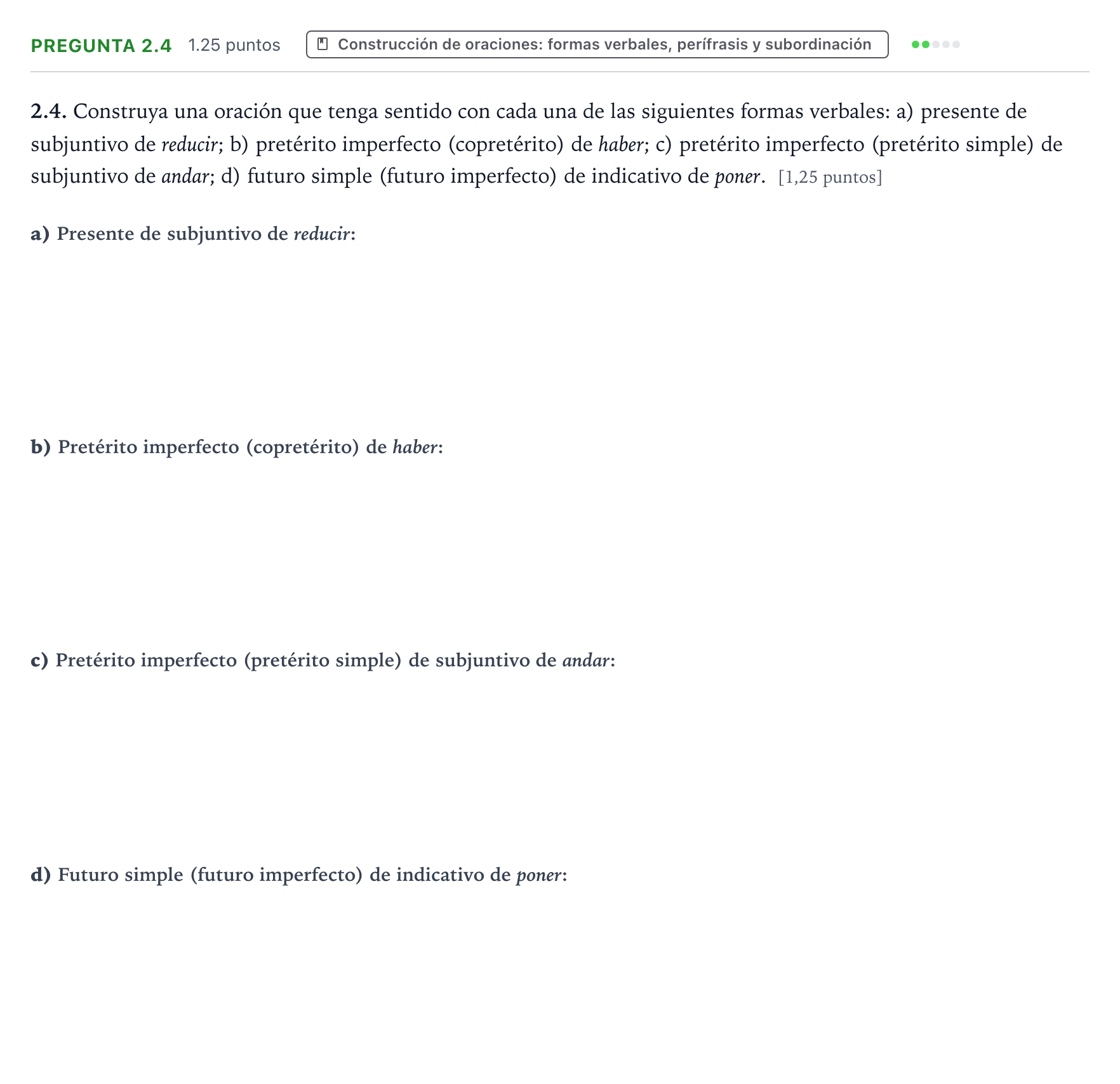 Enunciado: Pregunta 2.4 · Lengua Castellana y Literatura II PAU Galicia Extraordinaria 2025