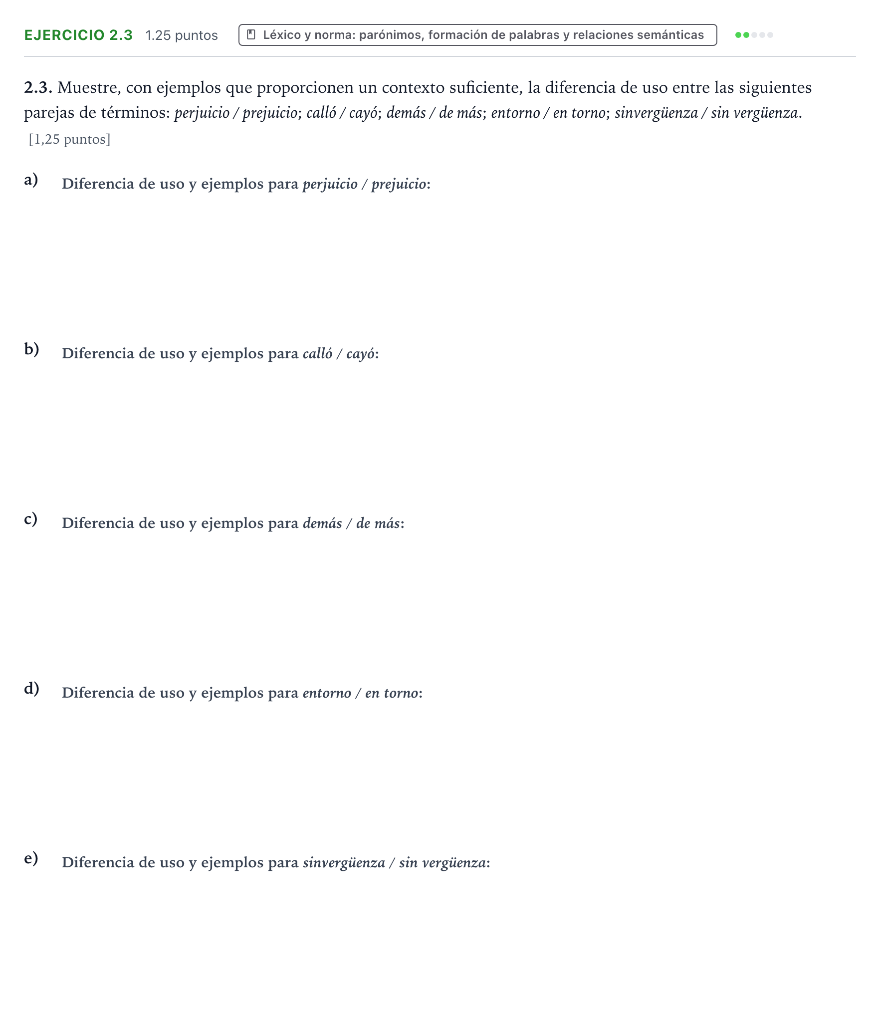 Enunciado: Ejercicio 2.3 · Lengua Castellana y Literatura II PAU Galicia Ordinaria 2025