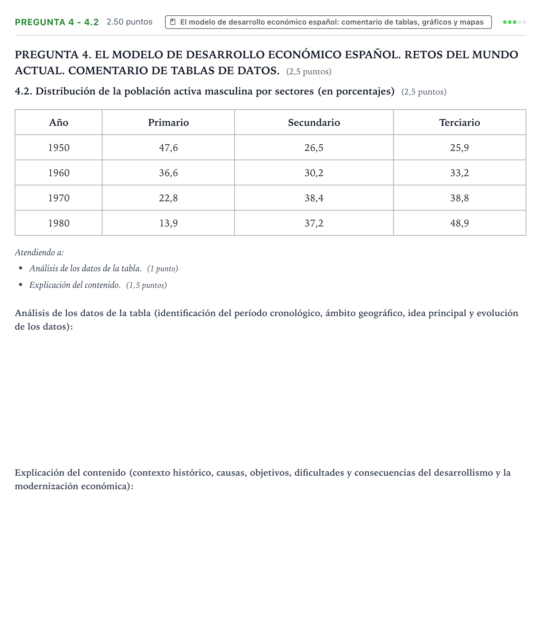 Enunciado: Pregunta 4 - 4.2 · Historia de España PAU Galicia Extraordinaria 2025