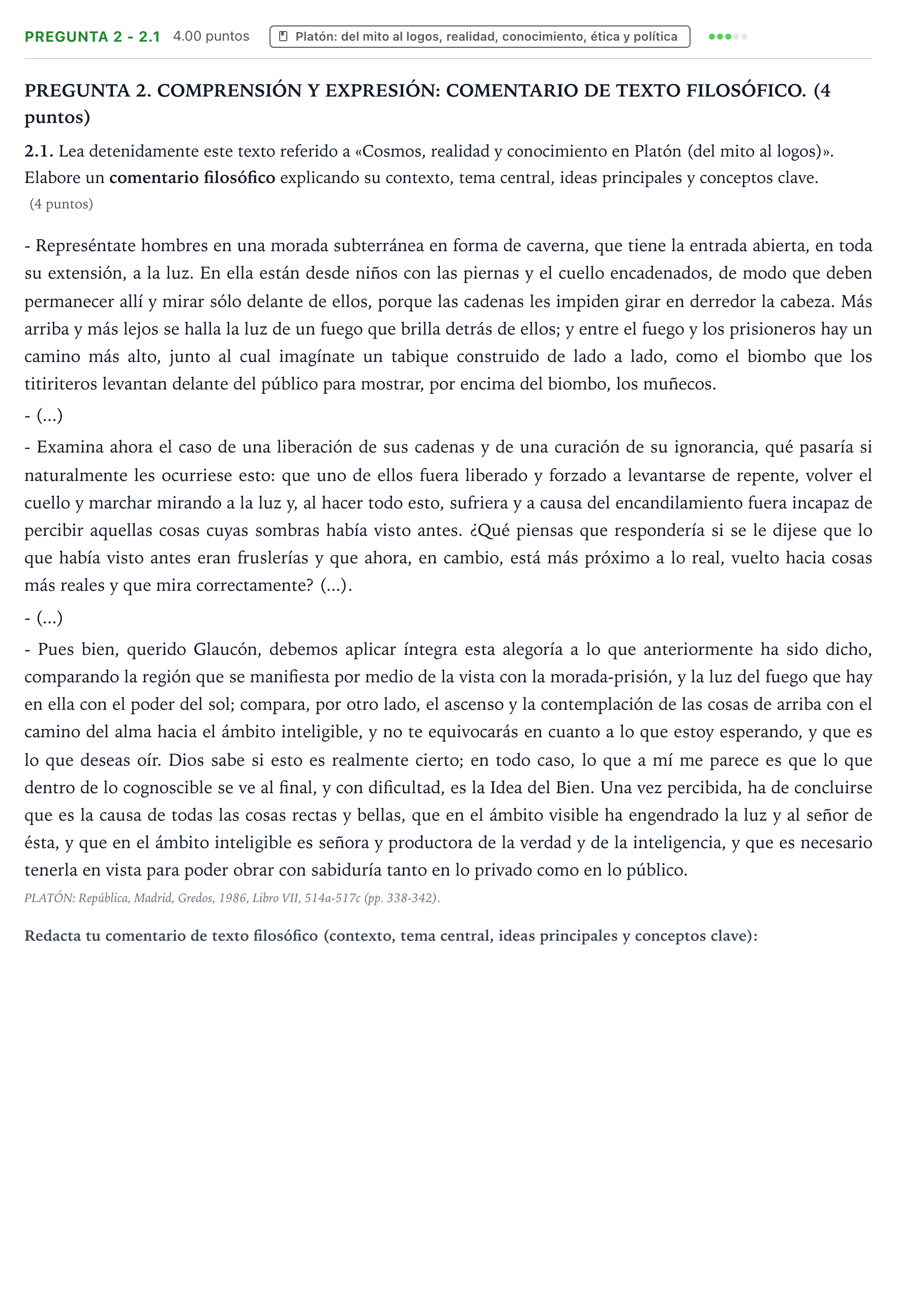 Enunciado: Pregunta 2 - 2.1 · Historia de la Filosofía PAU Galicia Ordinaria 2025