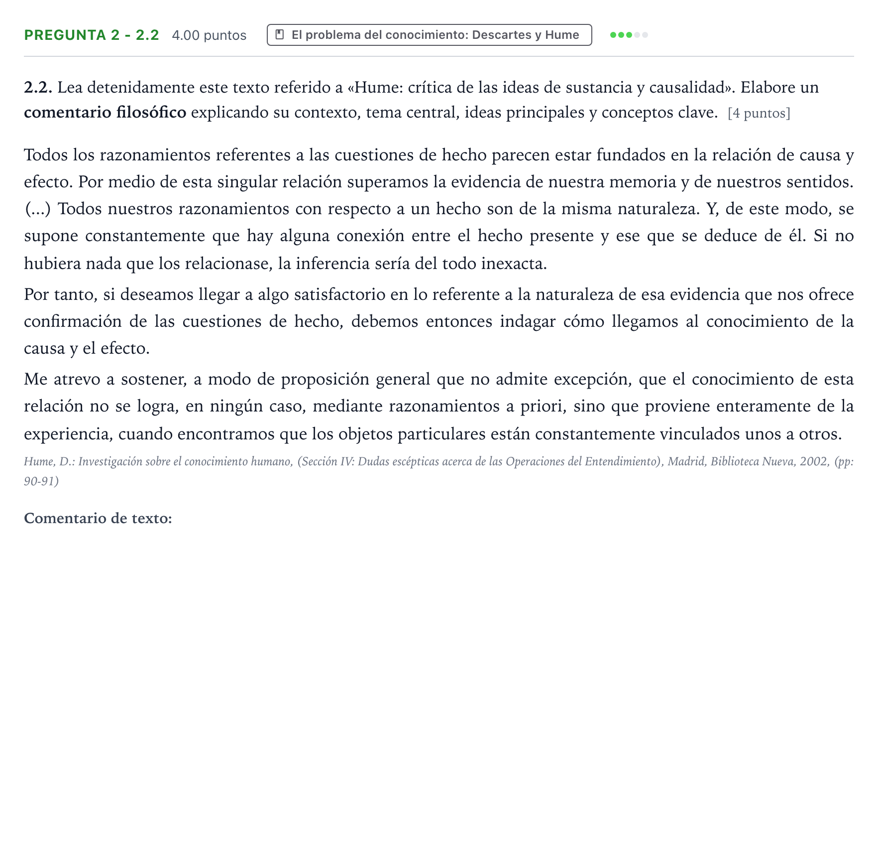 Enunciado: Pregunta 2 - 2.2 · Historia de la Filosofía PAU Galicia Ordinaria 2025