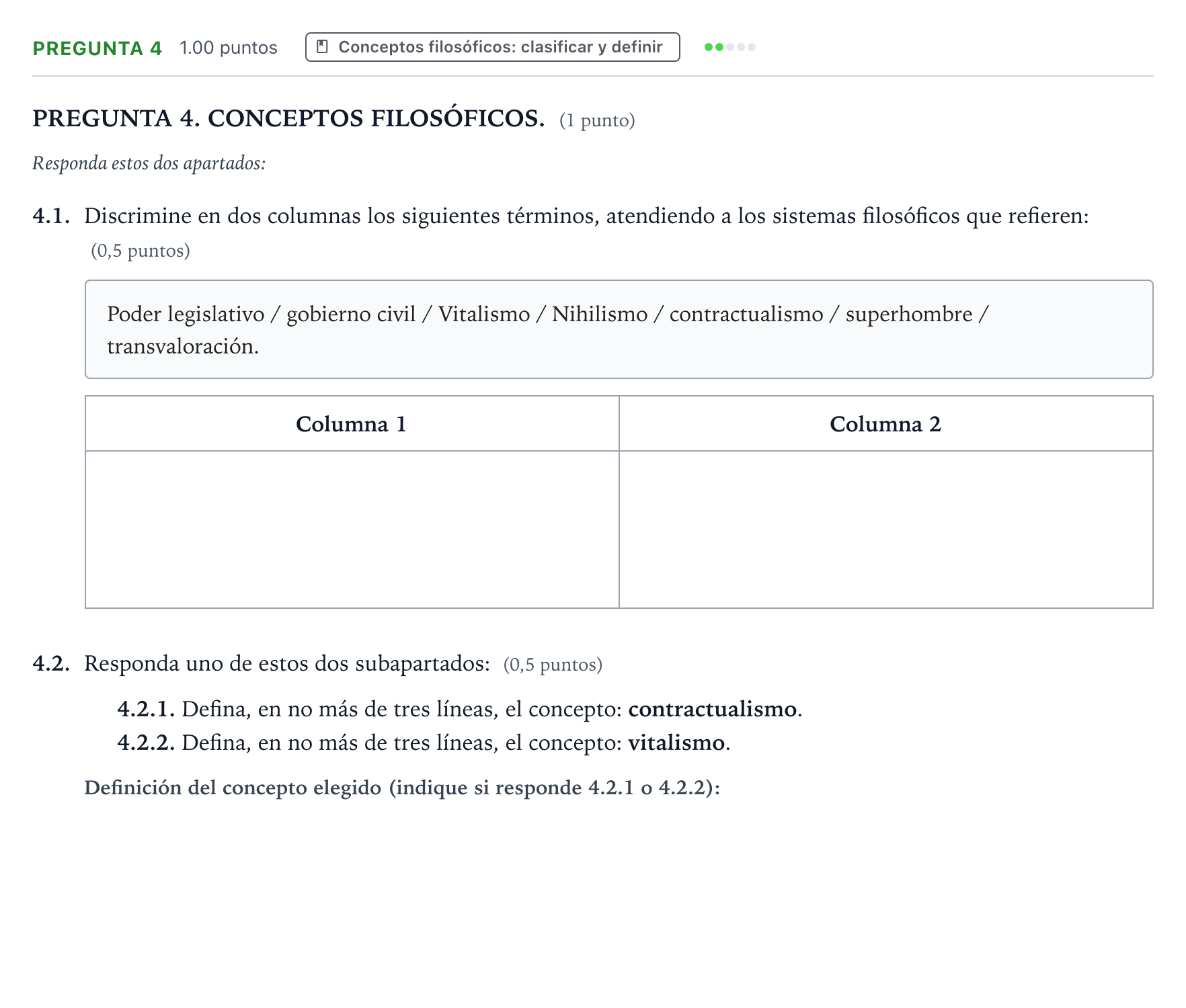 Enunciado: Pregunta 4 · Historia de la Filosofía PAU Galicia Ordinaria 2025