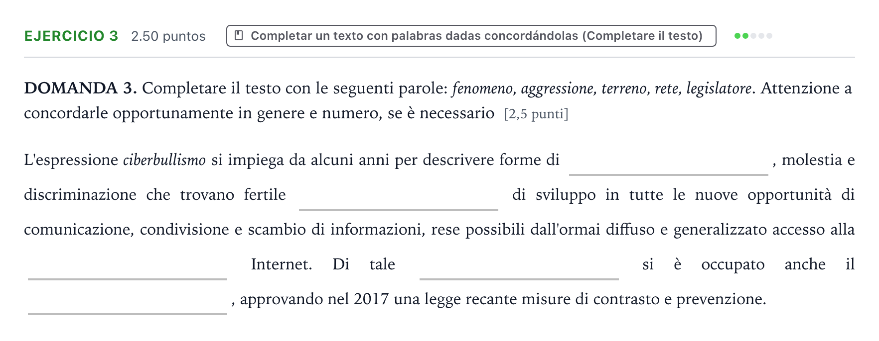 Enunciado: Problema 3 · Italiano PAU Galicia Extraordinaria 2025