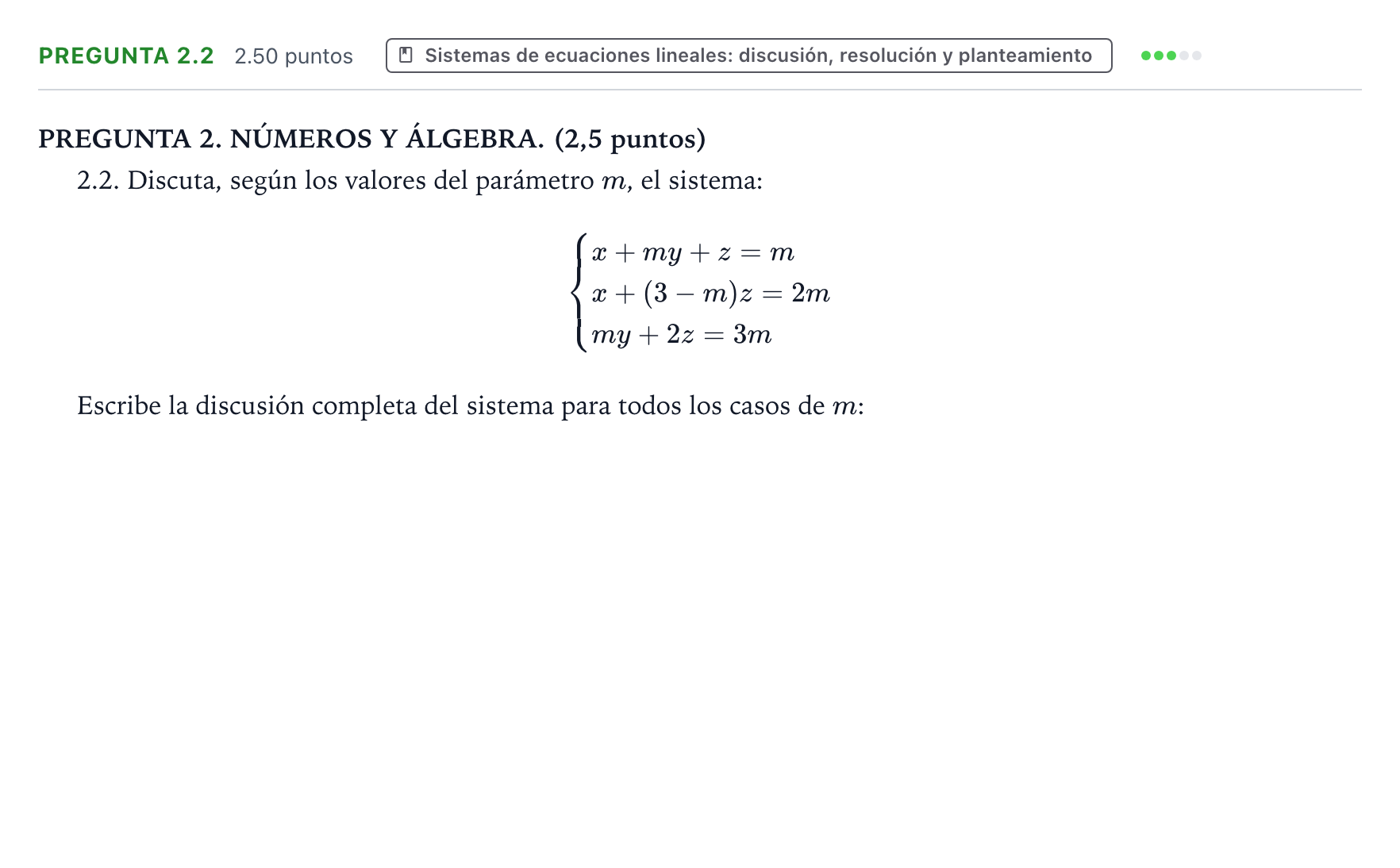Enunciado: Pregunta 2.2 · Matemáticas II PAU Galicia Extraordinaria 2025