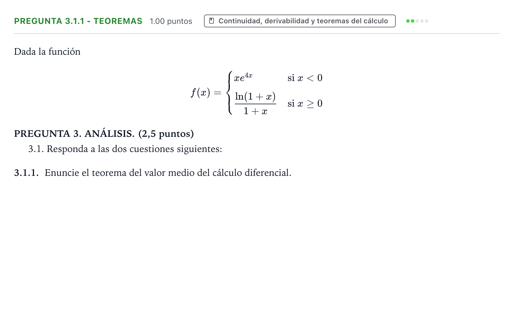 Enunciado: Pregunta 3.1.1 - Teoremas · Matemáticas II PAU Galicia Extraordinaria 2025