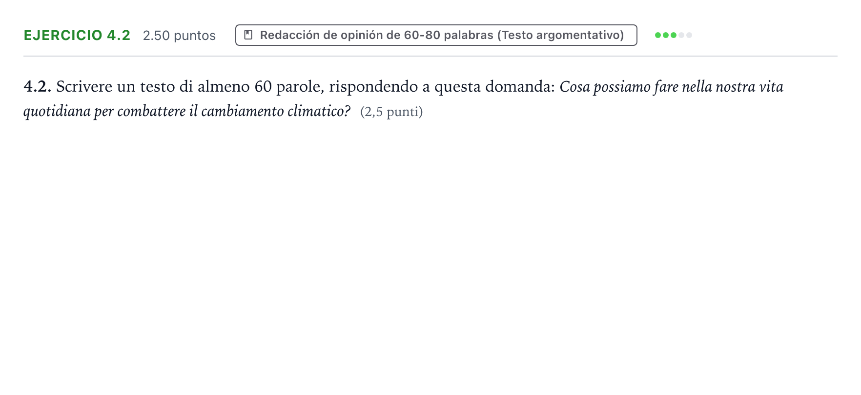 Enunciado: Ejercicio 4.2 · Italiano PAU Galicia Ordinaria 2025