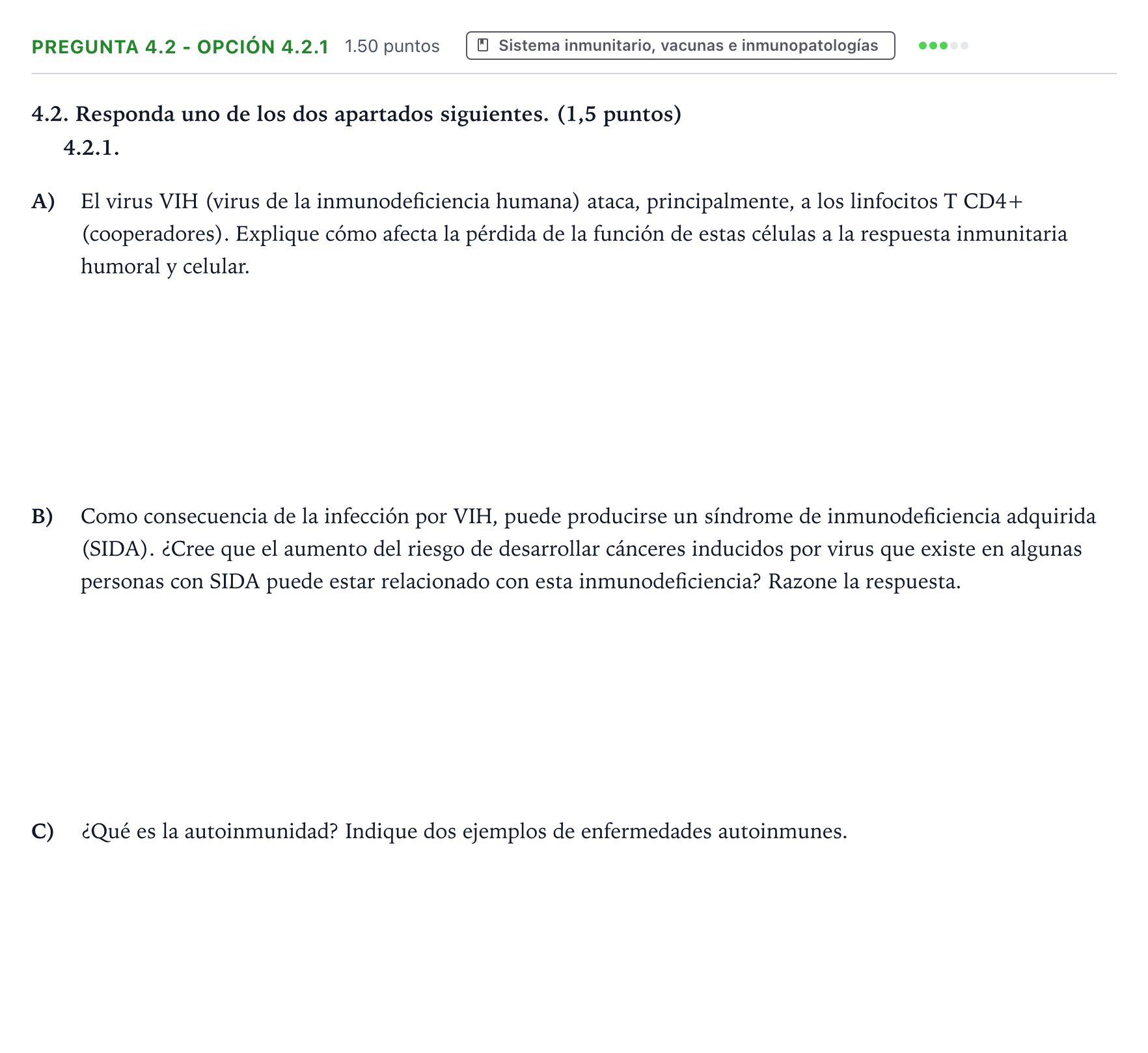 Enunciado: Pregunta 4.2 - Opción 4.2.1 · Biología PAU Galicia Extraordinaria 2025
