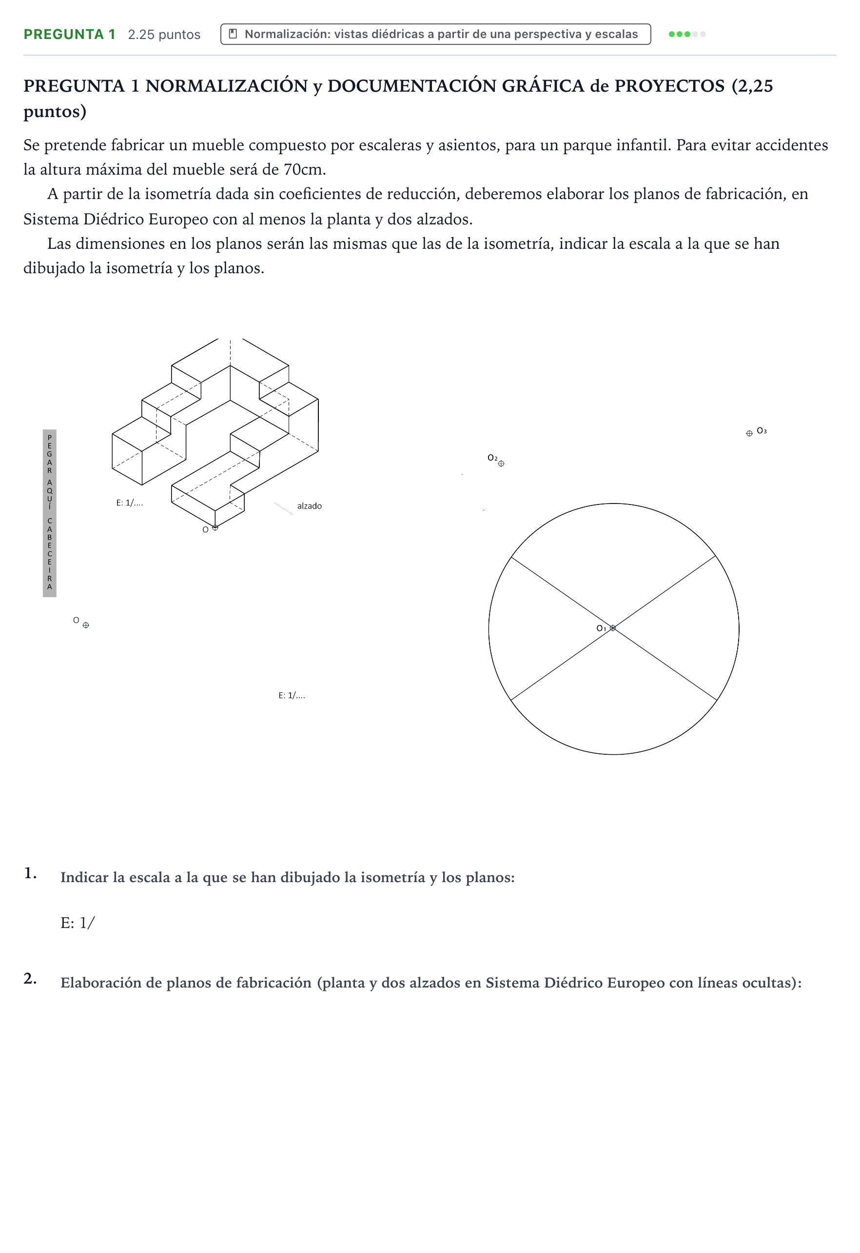 Enunciado: Pregunta 1 · Dibujo técnico II PAU Galicia Ordinaria 2025