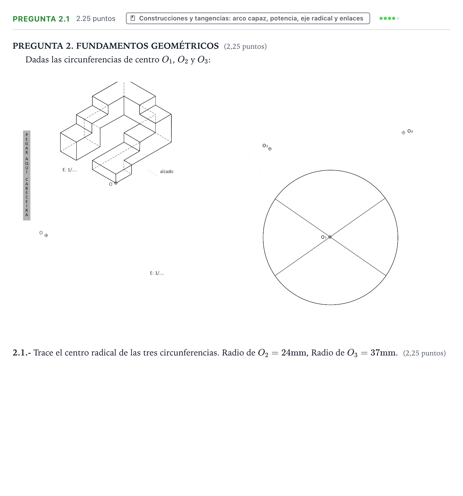 Enunciado: Pregunta 2.1 · Dibujo técnico II PAU Galicia Ordinaria 2025