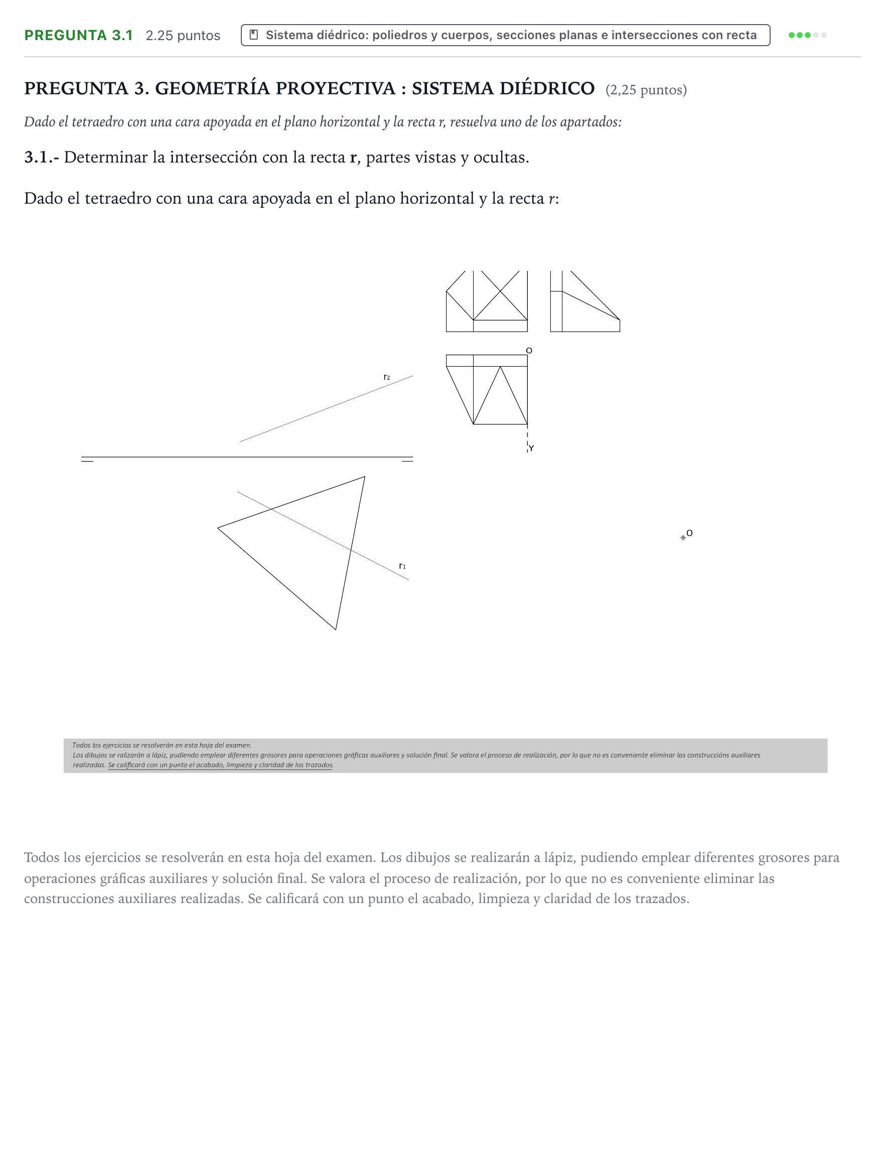 Enunciado: Pregunta 3.1 · Dibujo técnico II PAU Galicia Ordinaria 2025