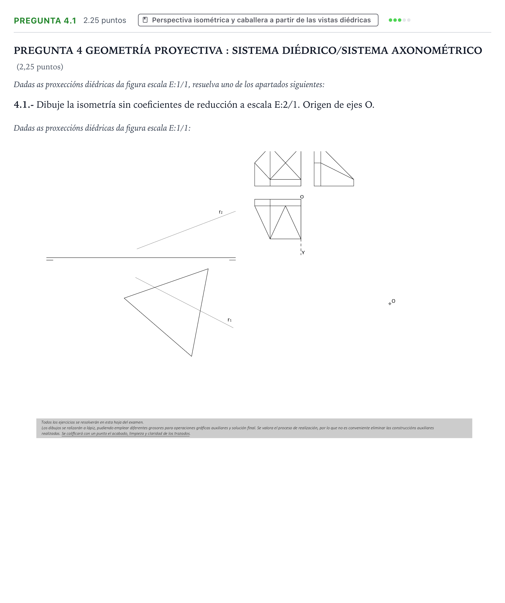 Enunciado: Pregunta 4.1 · Dibujo técnico II PAU Galicia Ordinaria 2025