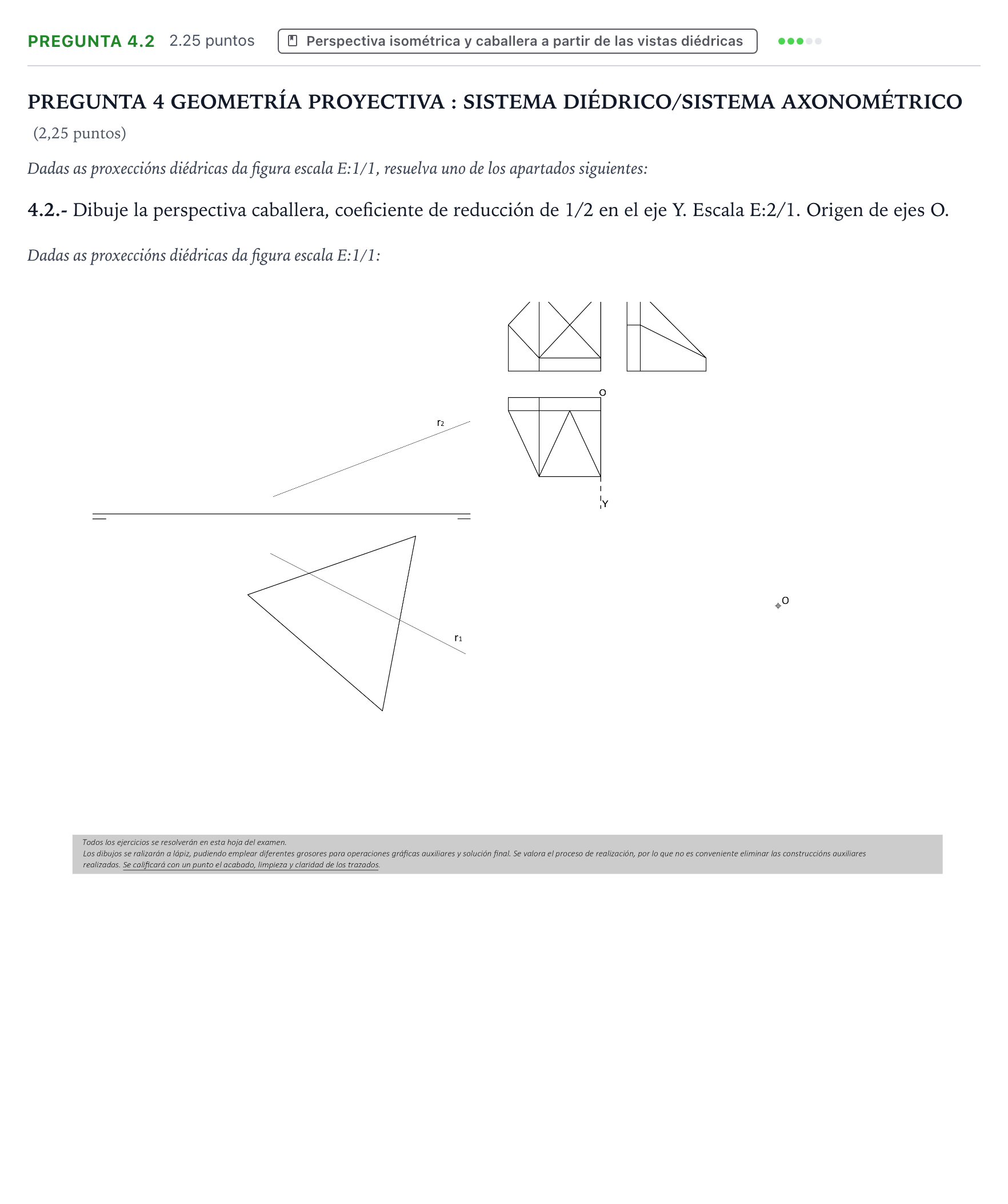 Enunciado: Pregunta 4.2 · Dibujo técnico II PAU Galicia Ordinaria 2025