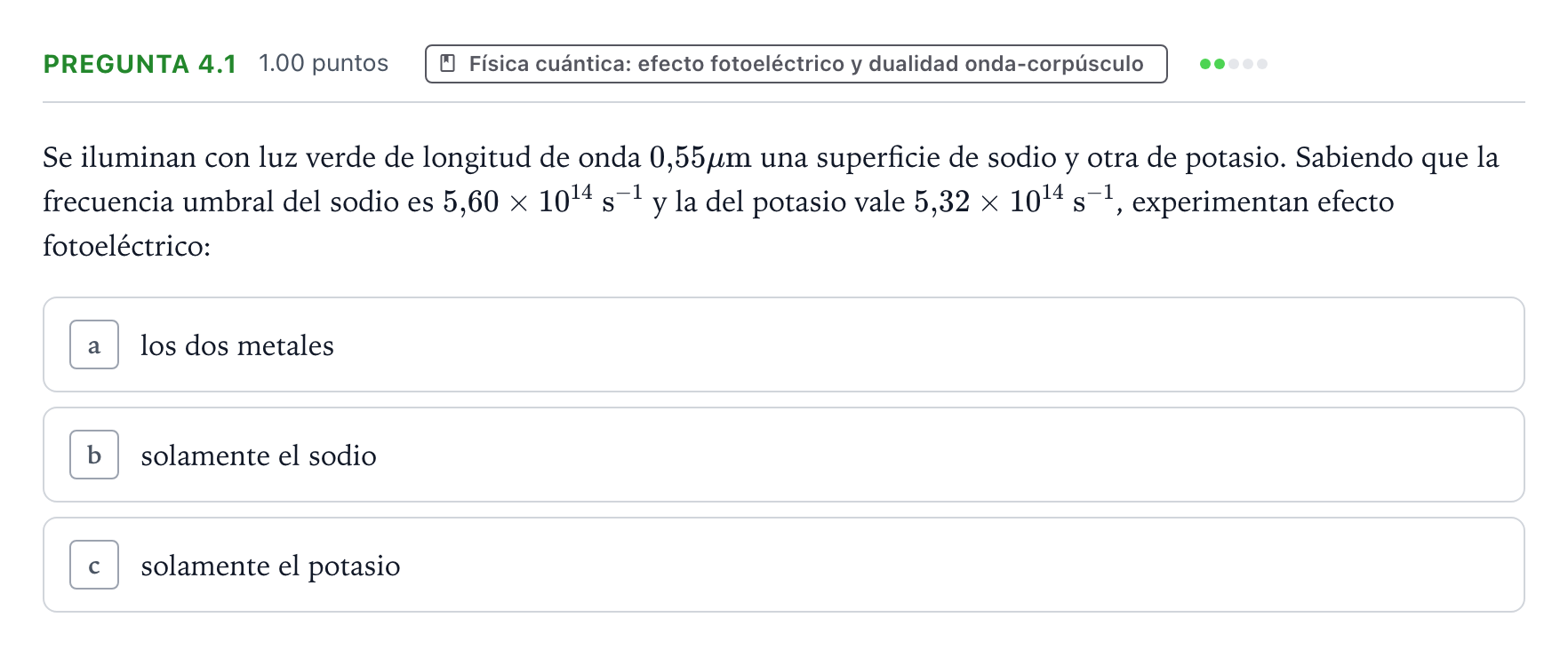 Enunciado: Pregunta 4.1 · Física PAU Galicia Extraordinaria 2025