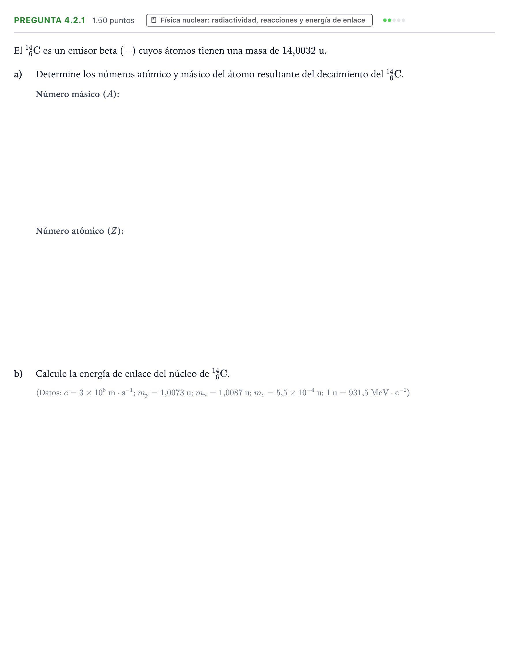Enunciado: Pregunta 4.2.1 · Física PAU Galicia Extraordinaria 2025