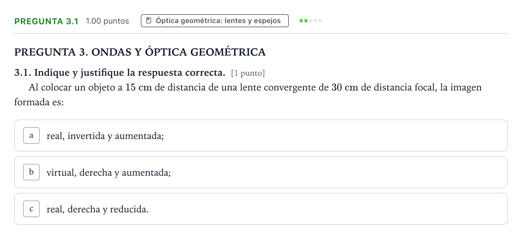 Enunciado: Pregunta 3.1 · Física PAU Galicia Ordinaria 2025