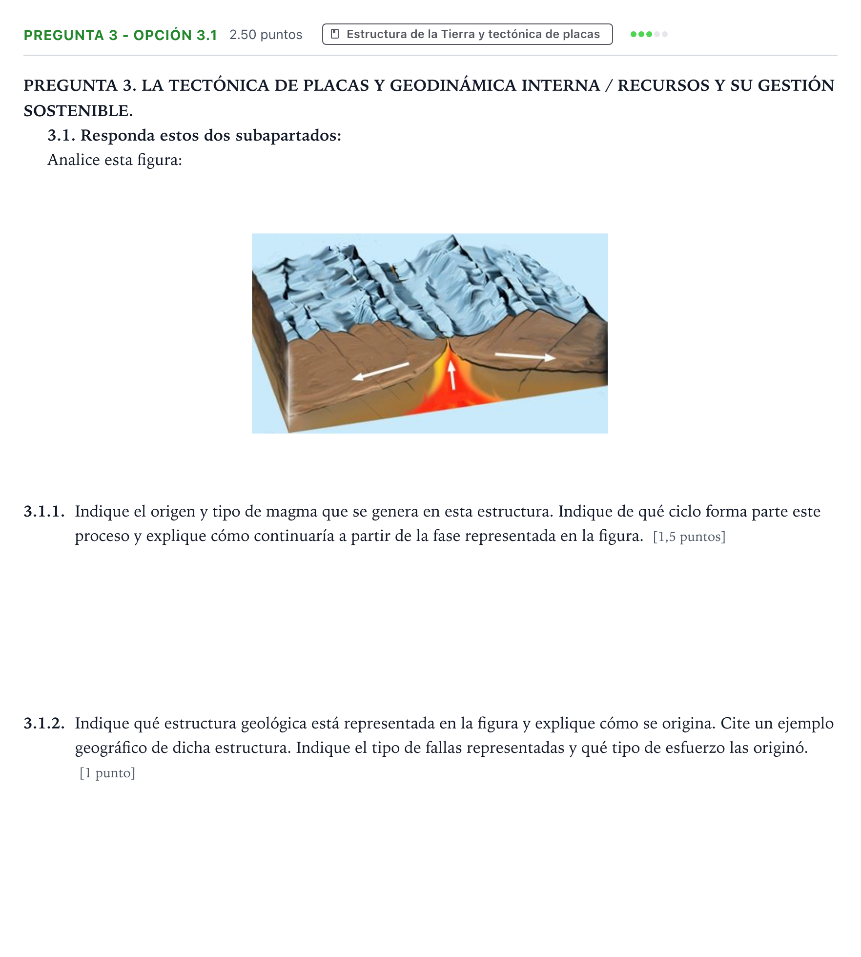 Enunciado: Pregunta 3 - Opción 3.1 · Geología y Ciencias Ambientales PAU Galicia Extraordinaria 2025