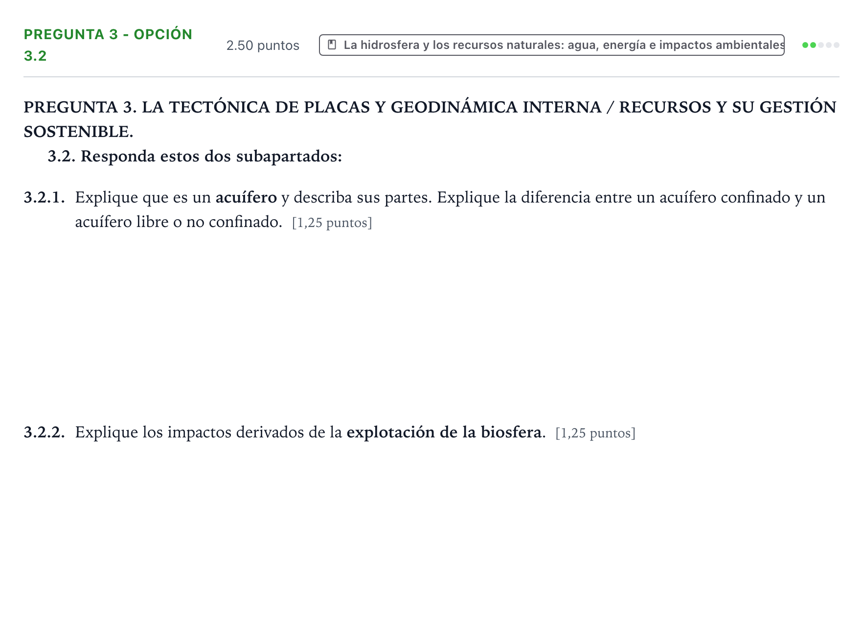Enunciado: Pregunta 3 - Opción 3.2 · Geología y Ciencias Ambientales PAU Galicia Extraordinaria 2025