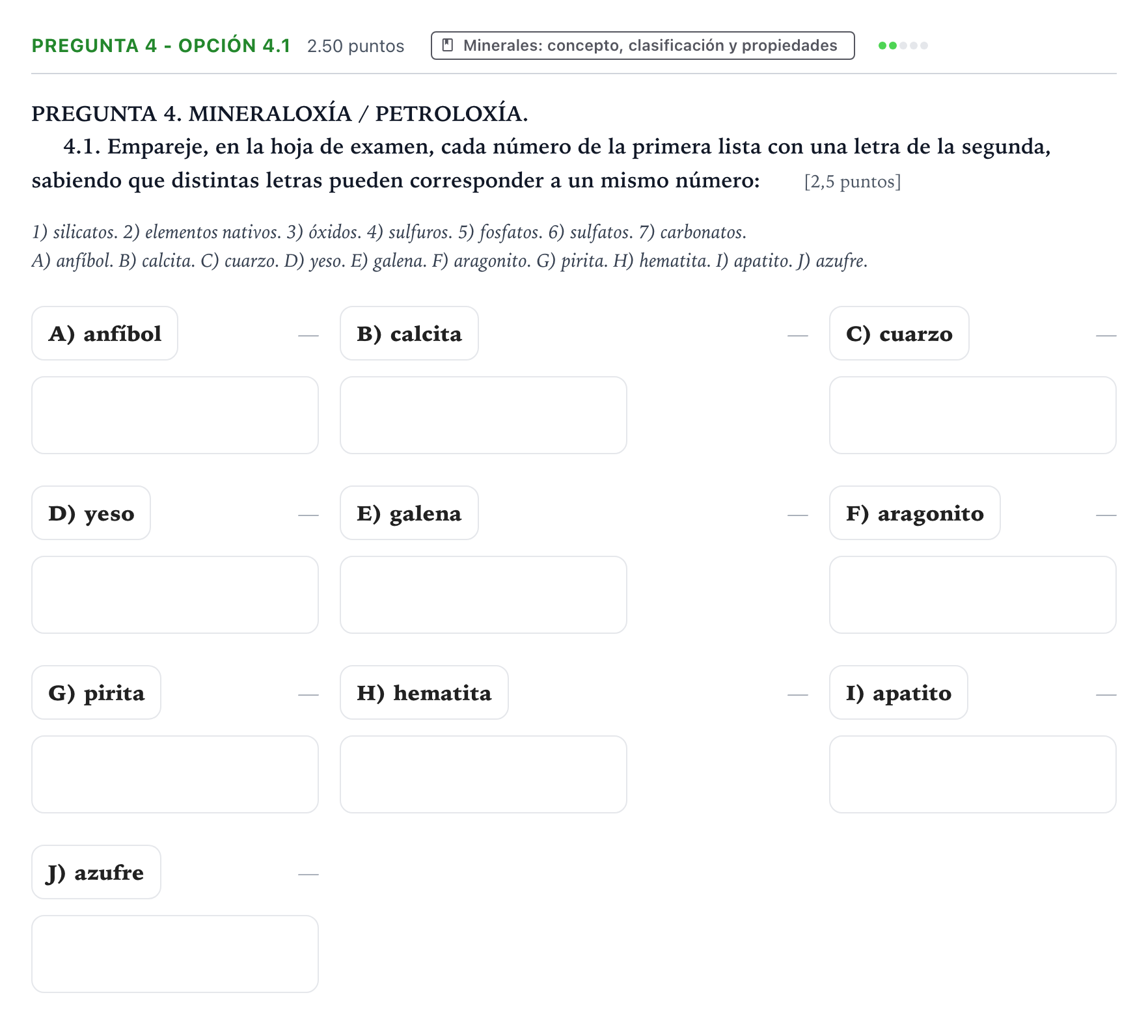 Enunciado: Pregunta 4 - Opción 4.1 · Geología y Ciencias Ambientales PAU Galicia Extraordinaria 2025