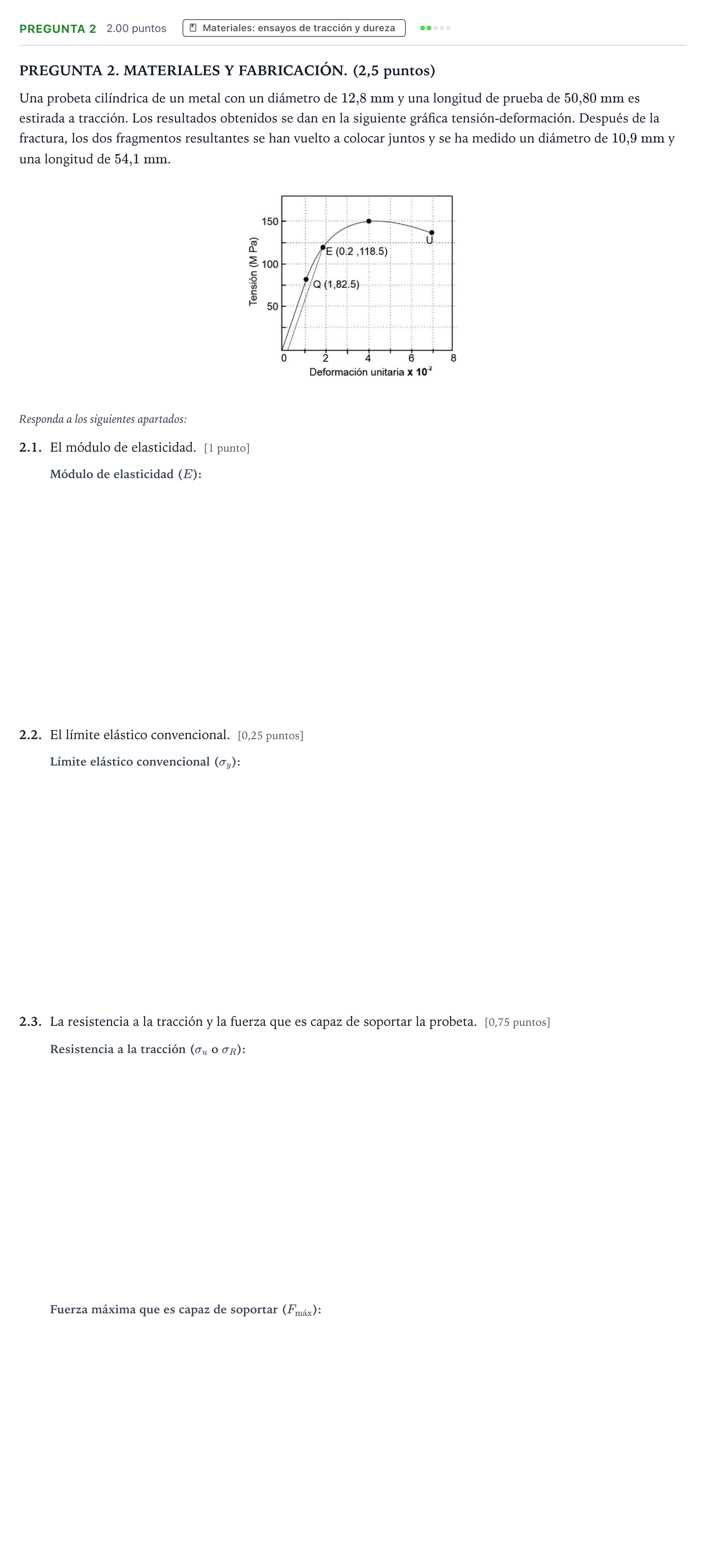 Enunciado: Pregunta 2 · Tecnología e Ingeniería II PAU Galicia Extraordinaria 2025
