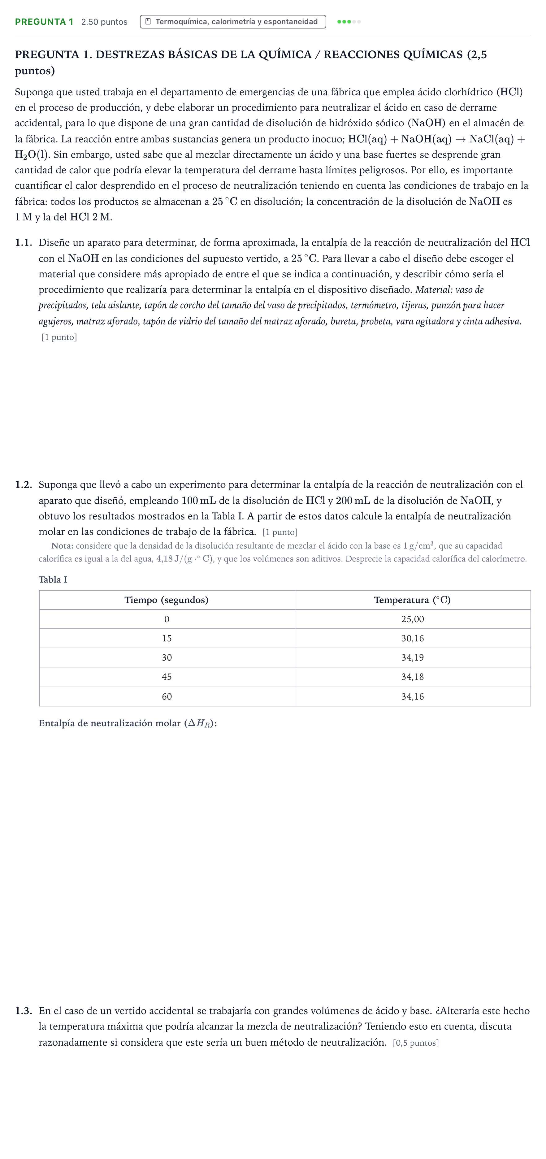 Enunciado: Pregunta 1 · Química PAU Galicia Ordinaria 2025