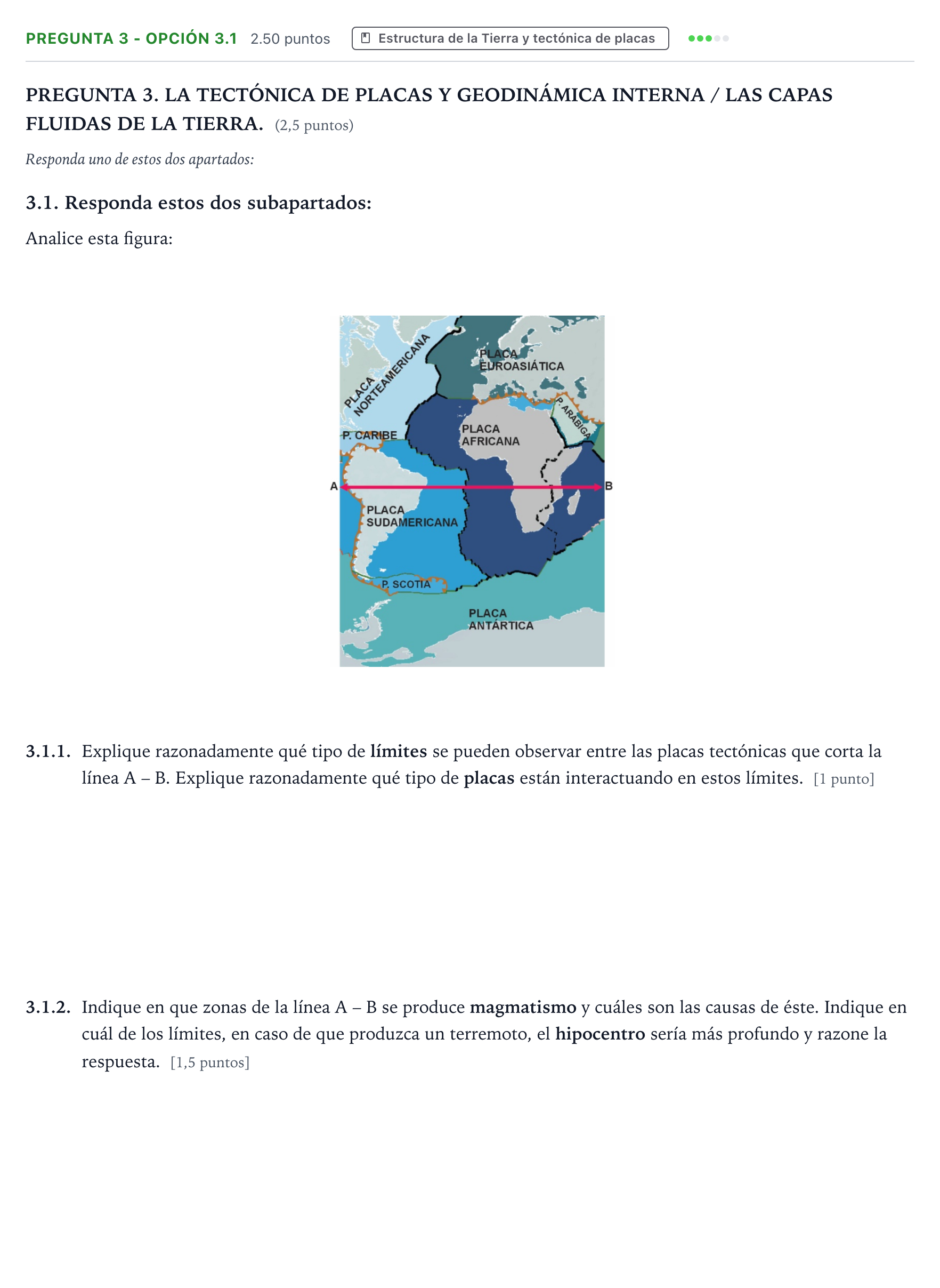Enunciado: Pregunta 3 - Opción 3.1 · Geología y Ciencias Ambientales PAU Galicia Ordinaria 2025