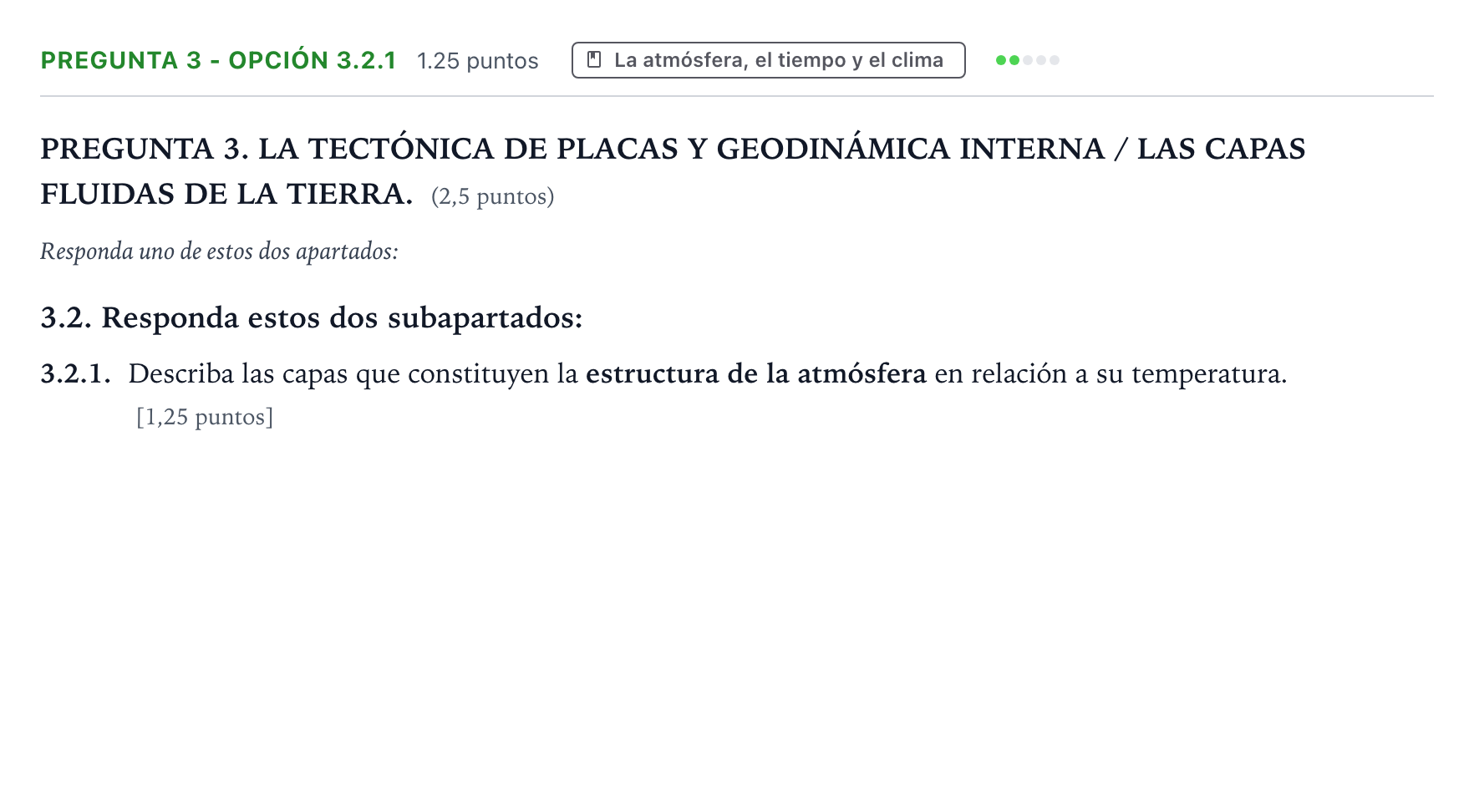 Enunciado: Pregunta 3 - Opción 3.2.1 · Geología y Ciencias Ambientales PAU Galicia Ordinaria 2025