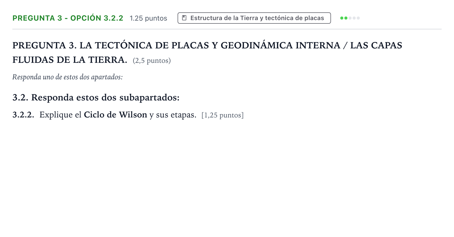 Enunciado: Pregunta 3 - Opción 3.2.2 · Geología y Ciencias Ambientales PAU Galicia Ordinaria 2025