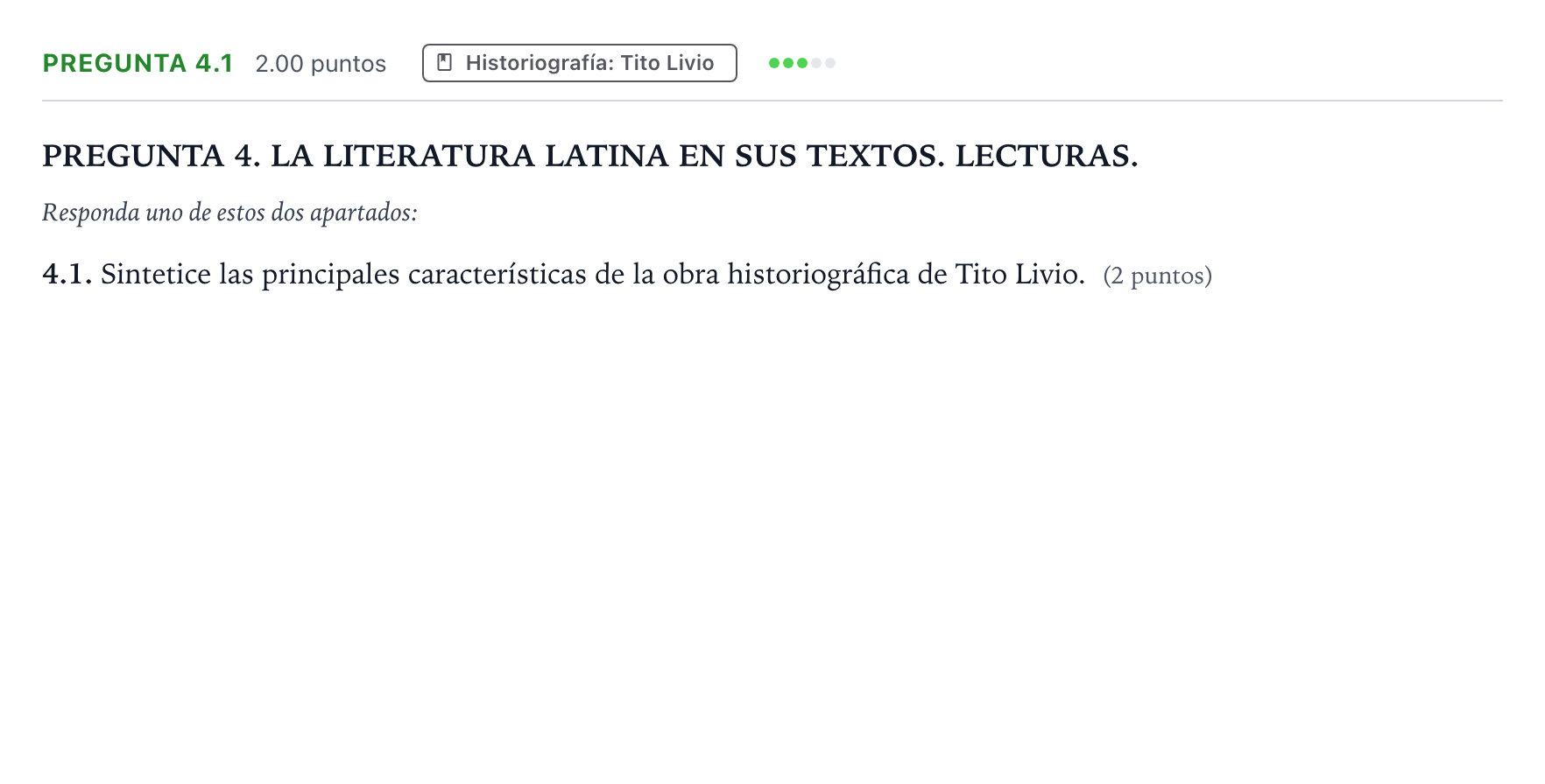 Enunciado: Pregunta 4.1 · Latín II PAU Galicia Extraordinaria 2025