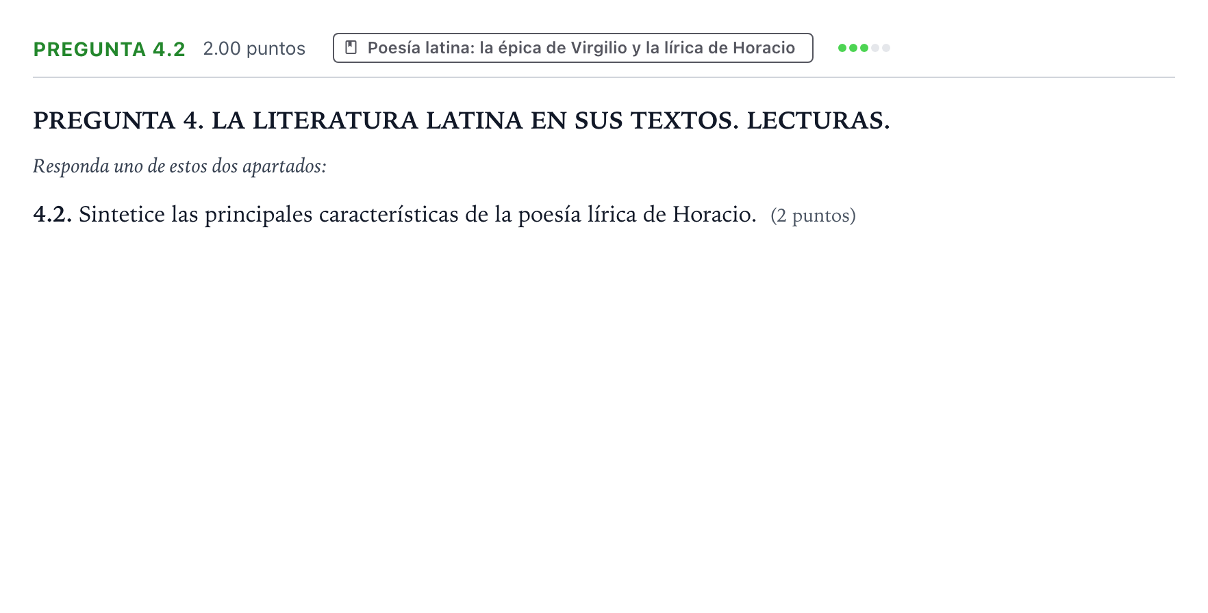 Enunciado: Pregunta 4.2 · Latín II PAU Galicia Extraordinaria 2025