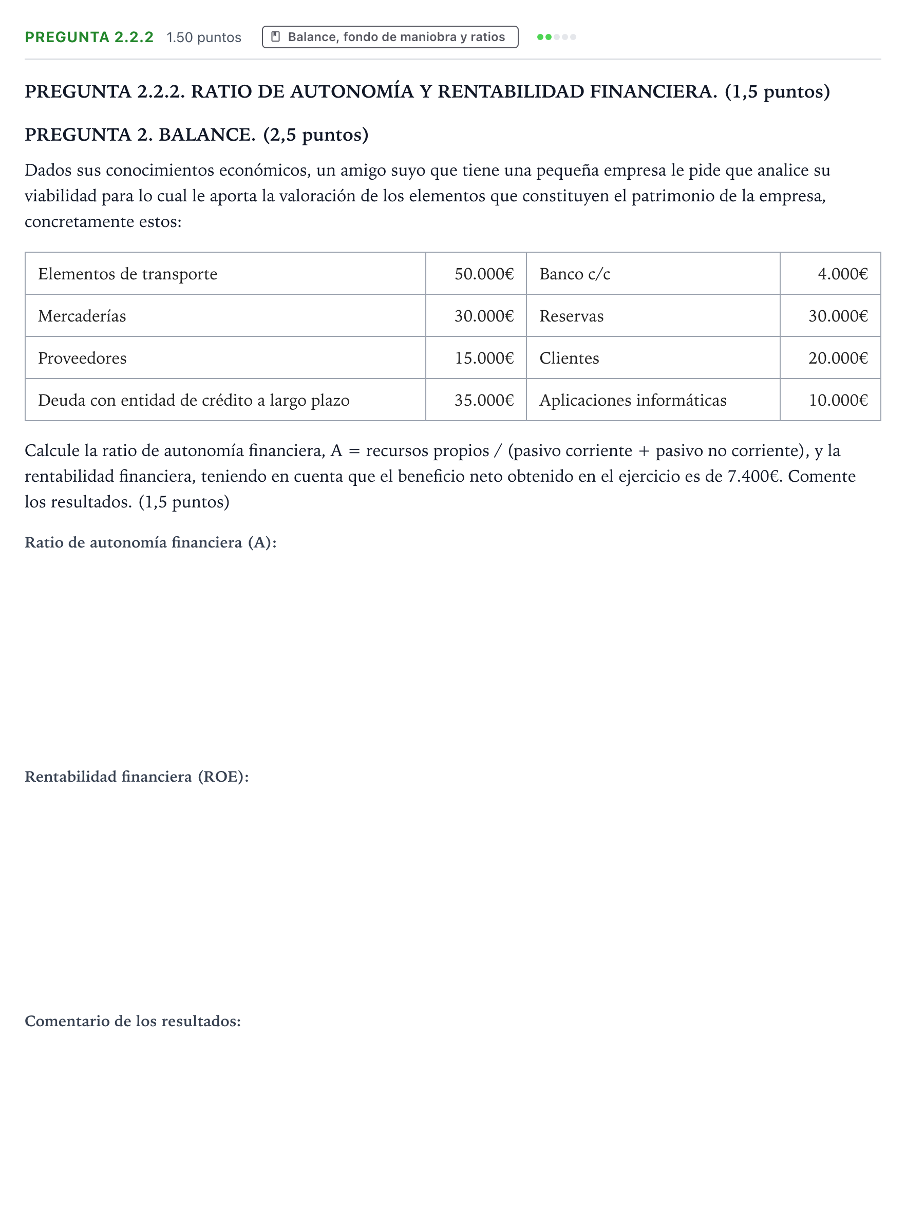 Enunciado: Pregunta 2.2.2 · Empresa y Diseño de Modelos de Negocio PAU Galicia Extraordinaria 2025