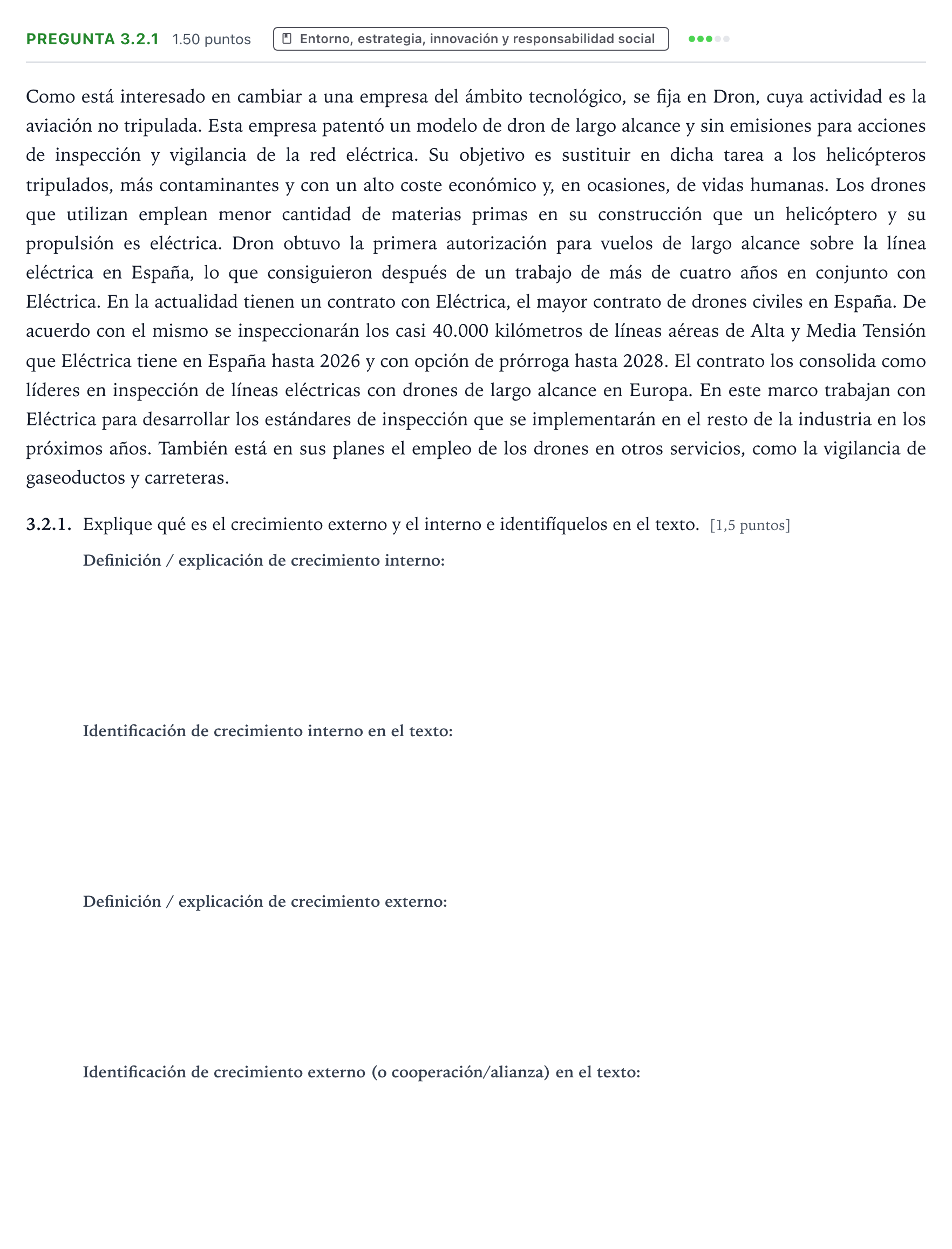 Enunciado: Pregunta 3.2.1 · Empresa y Diseño de Modelos de Negocio PAU Galicia Ordinaria 2025