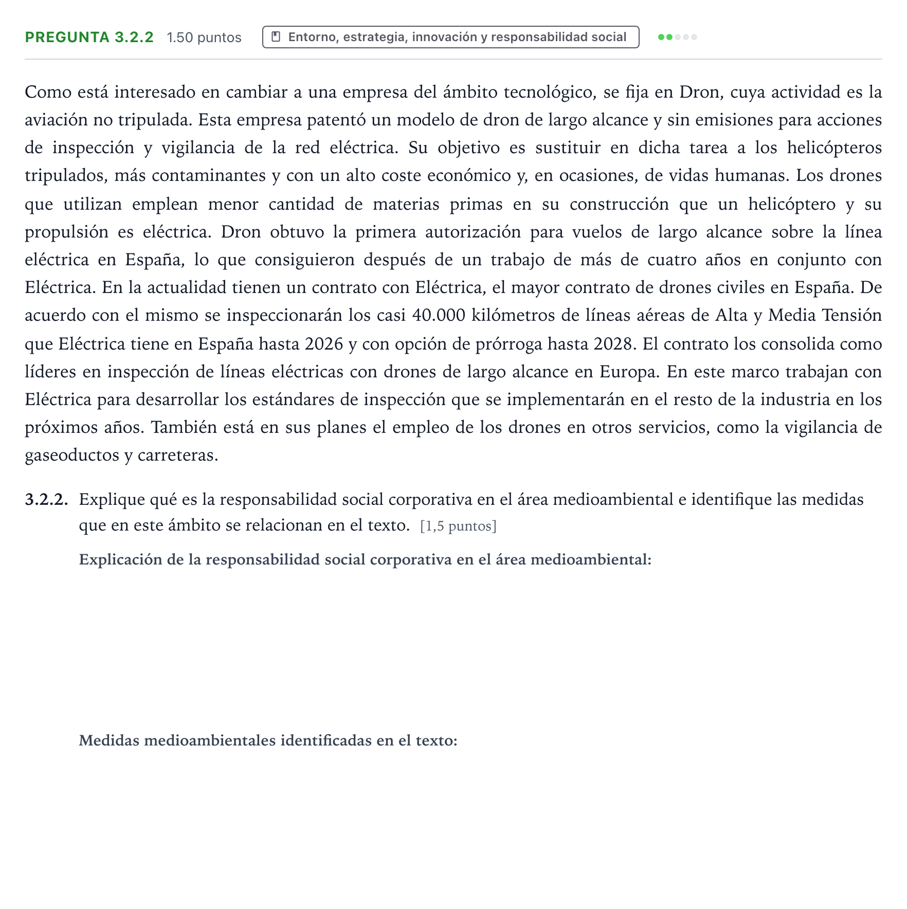 Enunciado: Pregunta 3.2.2 · Empresa y Diseño de Modelos de Negocio PAU Galicia Ordinaria 2025