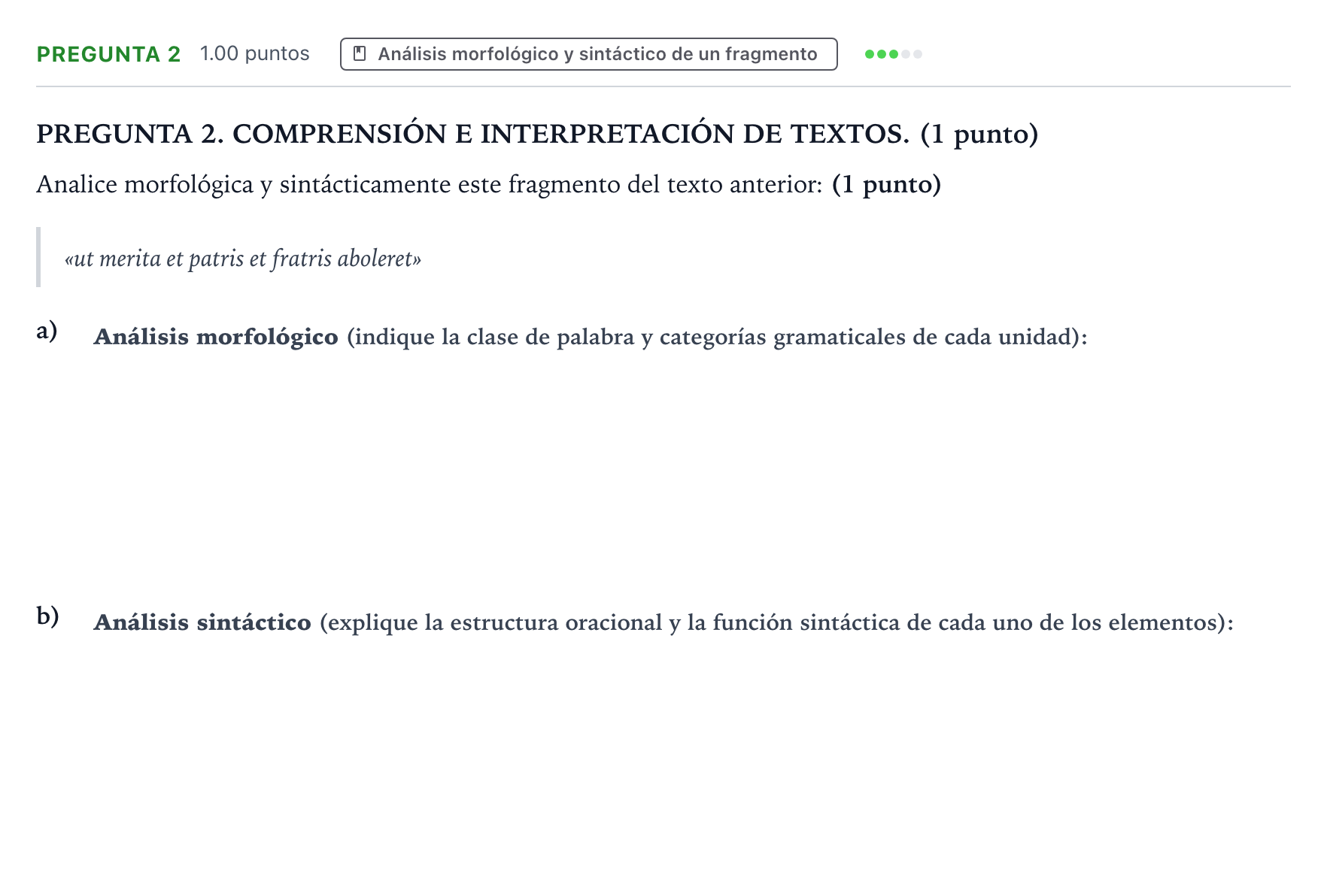Enunciado: Pregunta 2 · Latín II PAU Galicia Ordinaria 2025