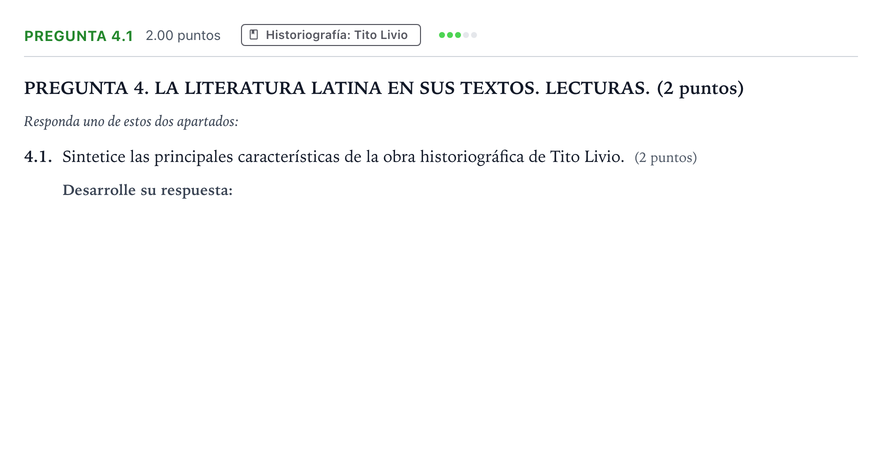 Enunciado: Pregunta 4.1 · Latín II PAU Galicia Ordinaria 2025