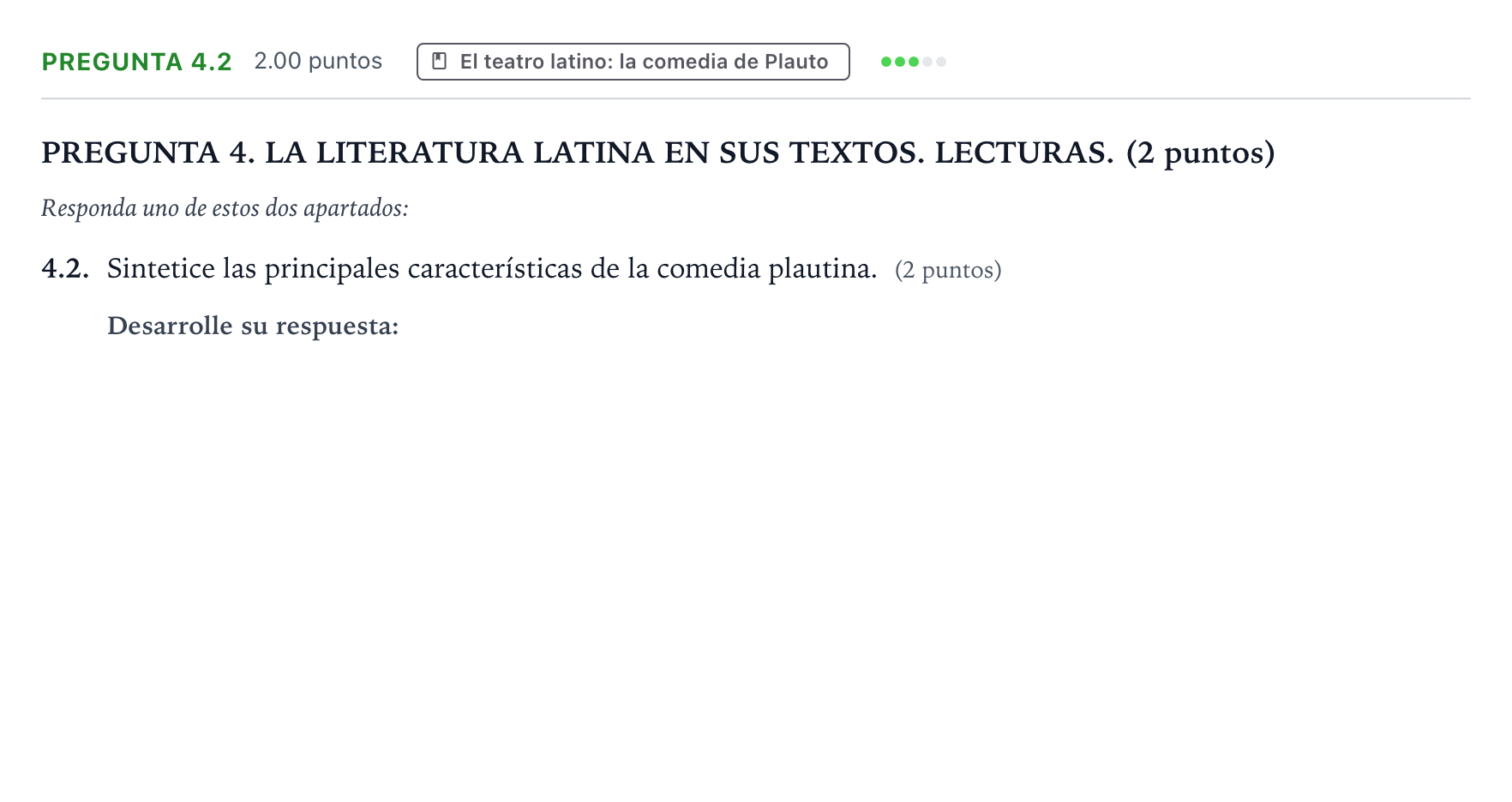 Enunciado: Pregunta 4.2 · Latín II PAU Galicia Ordinaria 2025