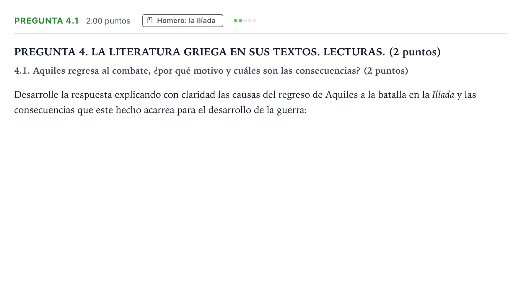 Enunciado: Pregunta 4.1 · Griego II PAU Galicia Extraordinaria 2025